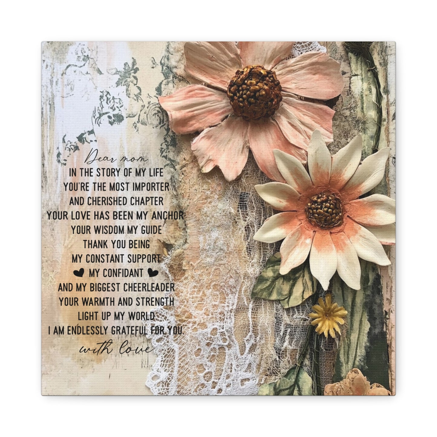Floral Canvas Wall Art - Heartfelt Mom Appreciation Decor