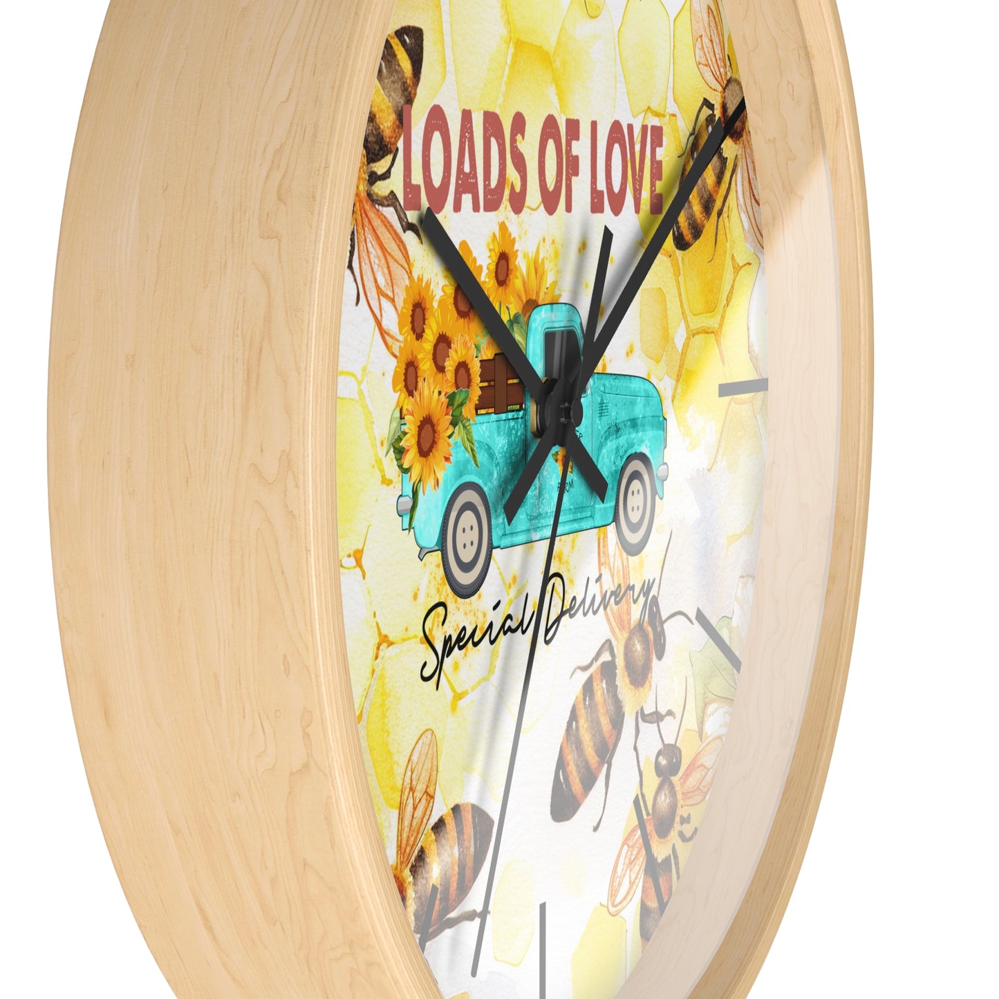 Sunflower Truck Honey Bees Wall Clock - Farmhouse Country Decor