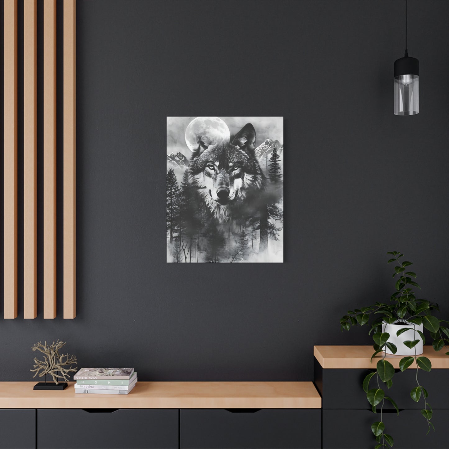 Majestic Wolf Canvas Wall Art - Black and White Wilderness Decor
