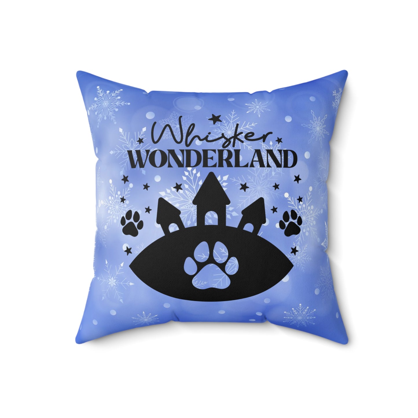 Pet Lover's Holiday Theme Spun Polyester Square Pillow, Cute Animal Holiday Quote, Beautiful Decor Pet Lover's Holiday Decor for Home or Office