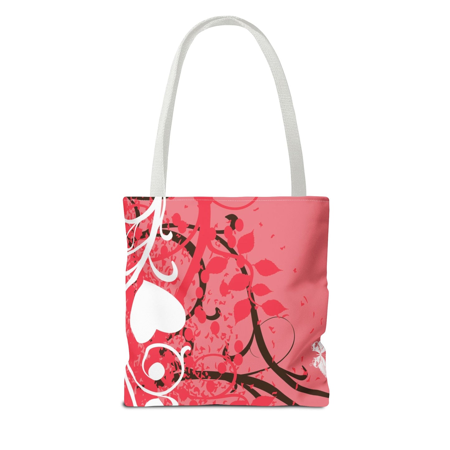 Pink Butterfly Heart Floral Abstract Fashionable Tote Bag (AOP), Stylish, Gift Idea for Birthdays, Holidays, Any Occasion for Anyone