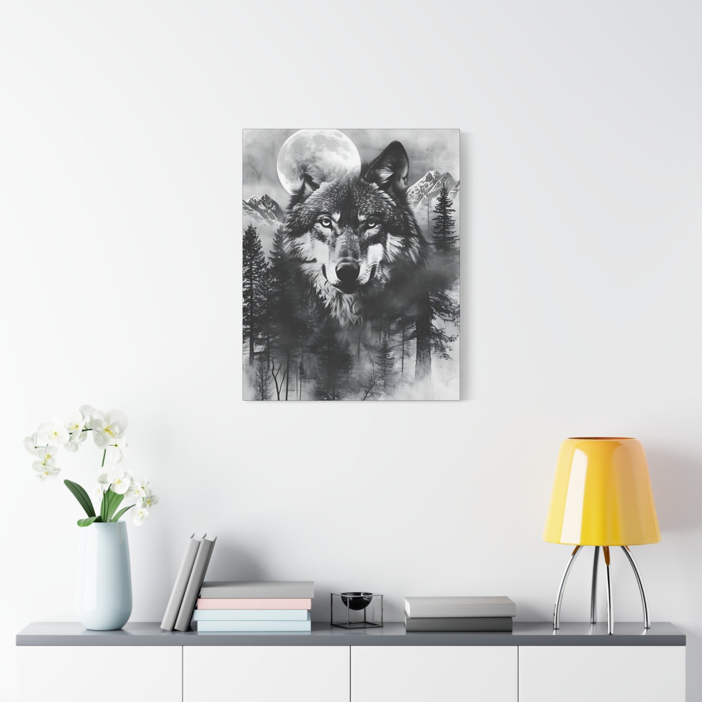 Majestic Wolf Canvas Wall Art - Black and White Wilderness Decor