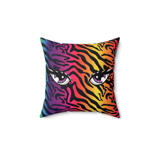 Colorful Zebra with Eyes Spun Polyester Square Pillow, Home Decor, Accent for Any Room, Great Houswarming Gift or Any Occasion Gift Idea