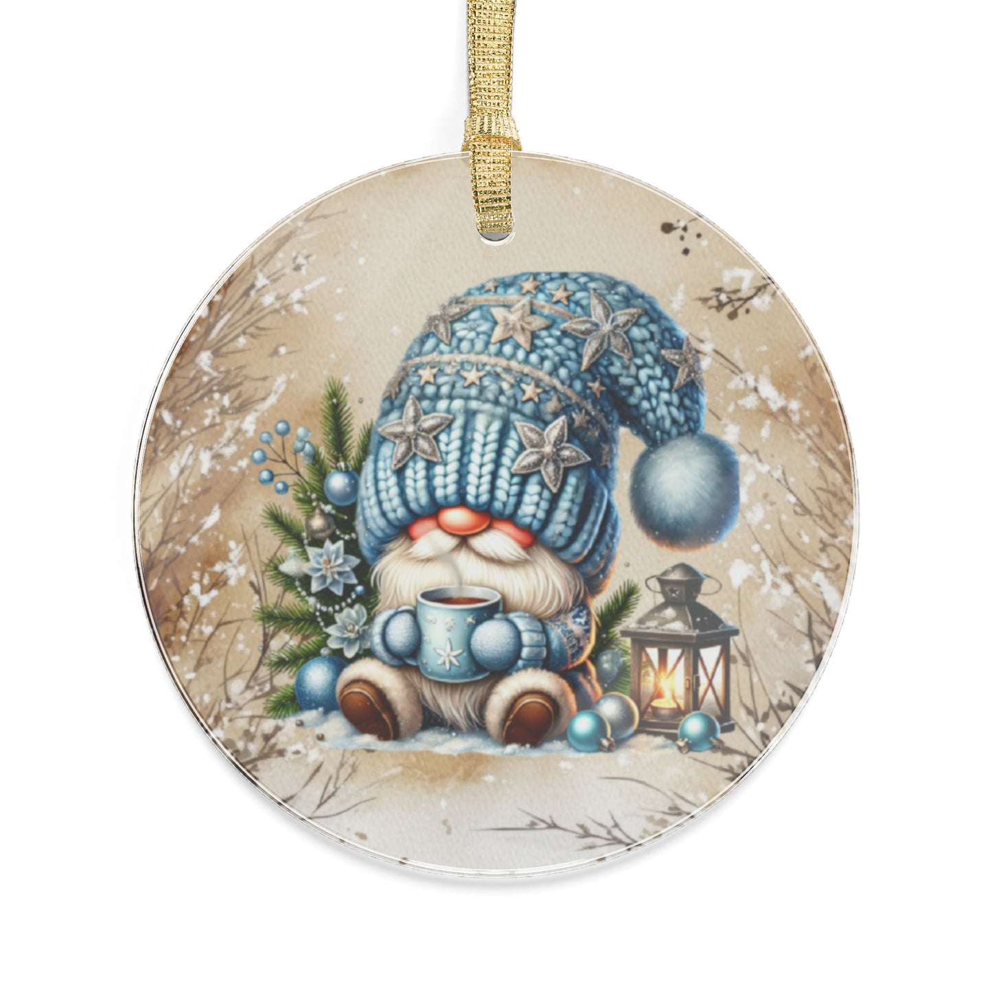 Winter Christmas Gnome Acrylic Ornaments - Cozy Holiday Decor