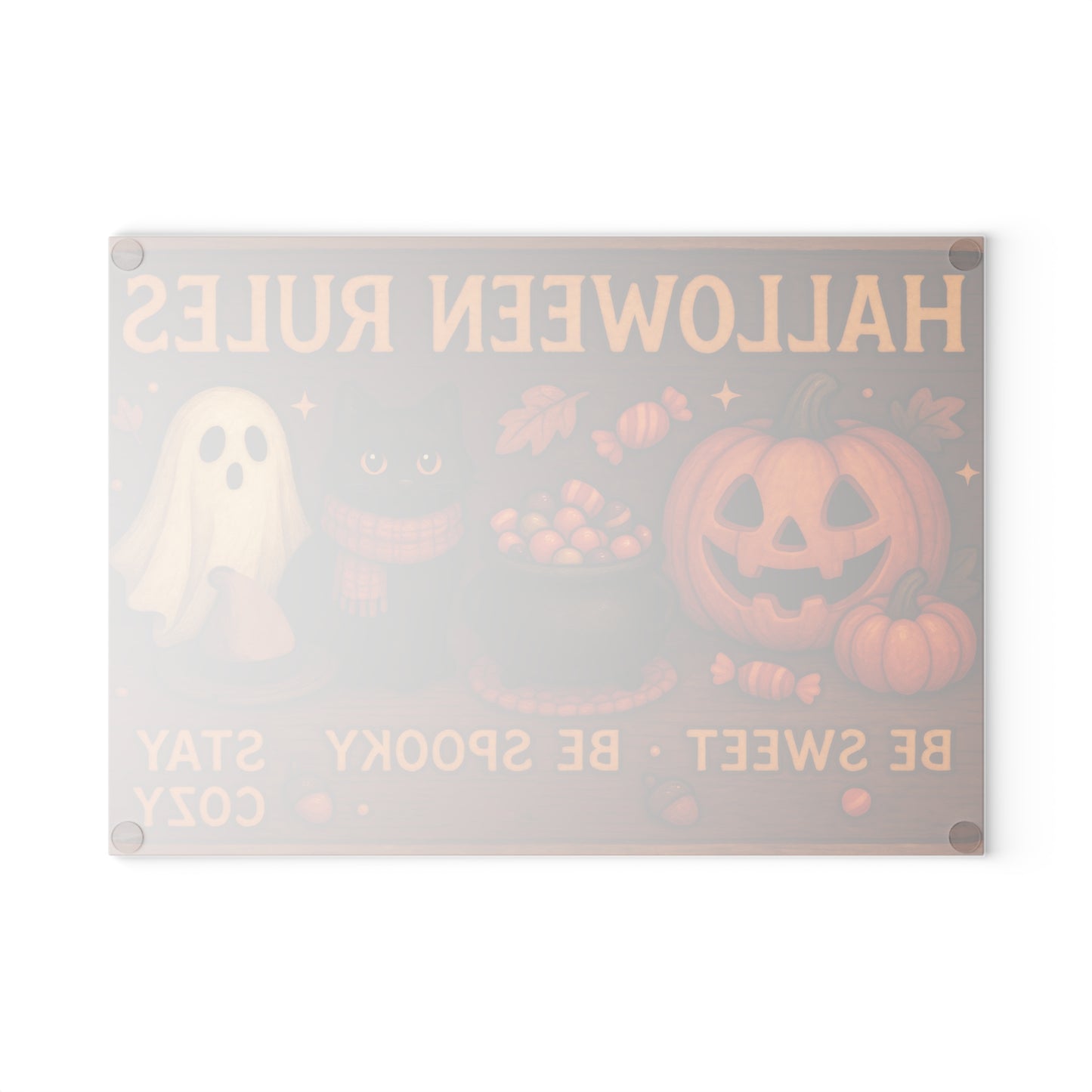 Halloween Rules Glass Cutting Board - Be Sweet, Be Spooky, Stay Cozy