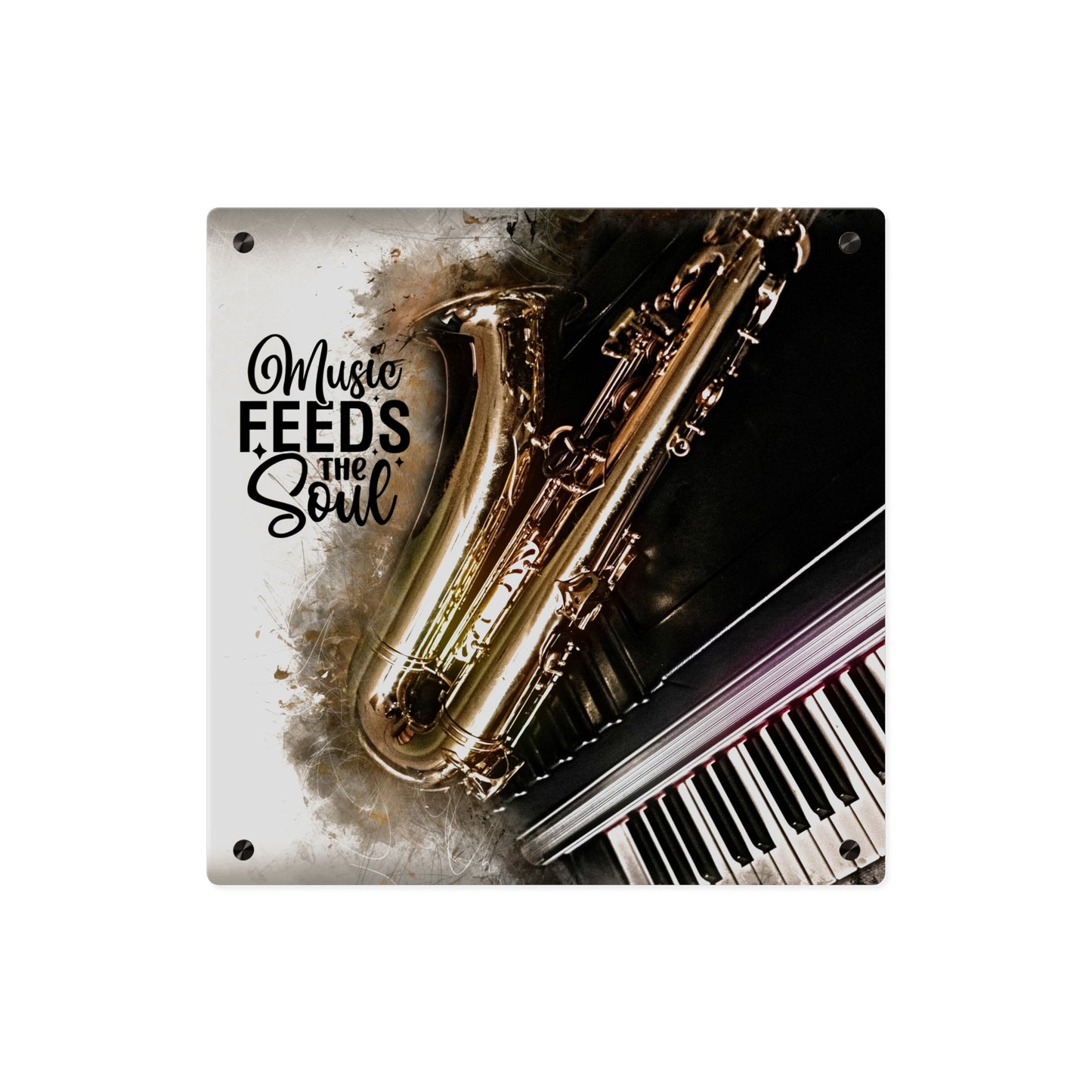 Inspirational Acrylic Wall Art Panel - "Music Feeds the Soul"