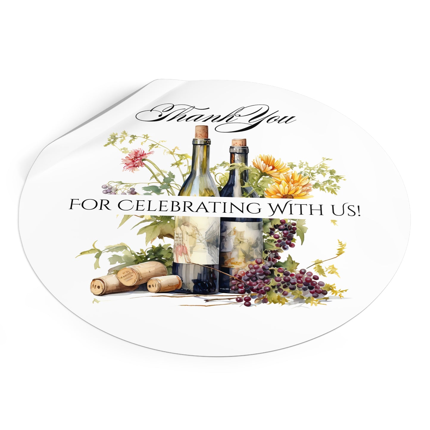 Custom Thank You Vinyl Stickers for Weddings, Party Favors, Engagements, Floral Design, Personalized Name Labels, Celebration Decal