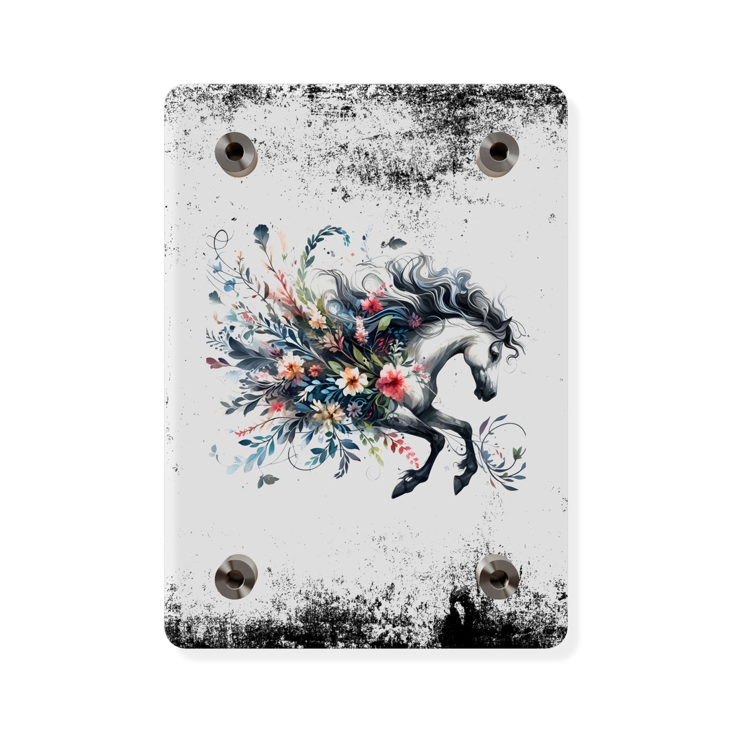 Floral Horse Acrylic Wall Art Panel - Modern Home Decor