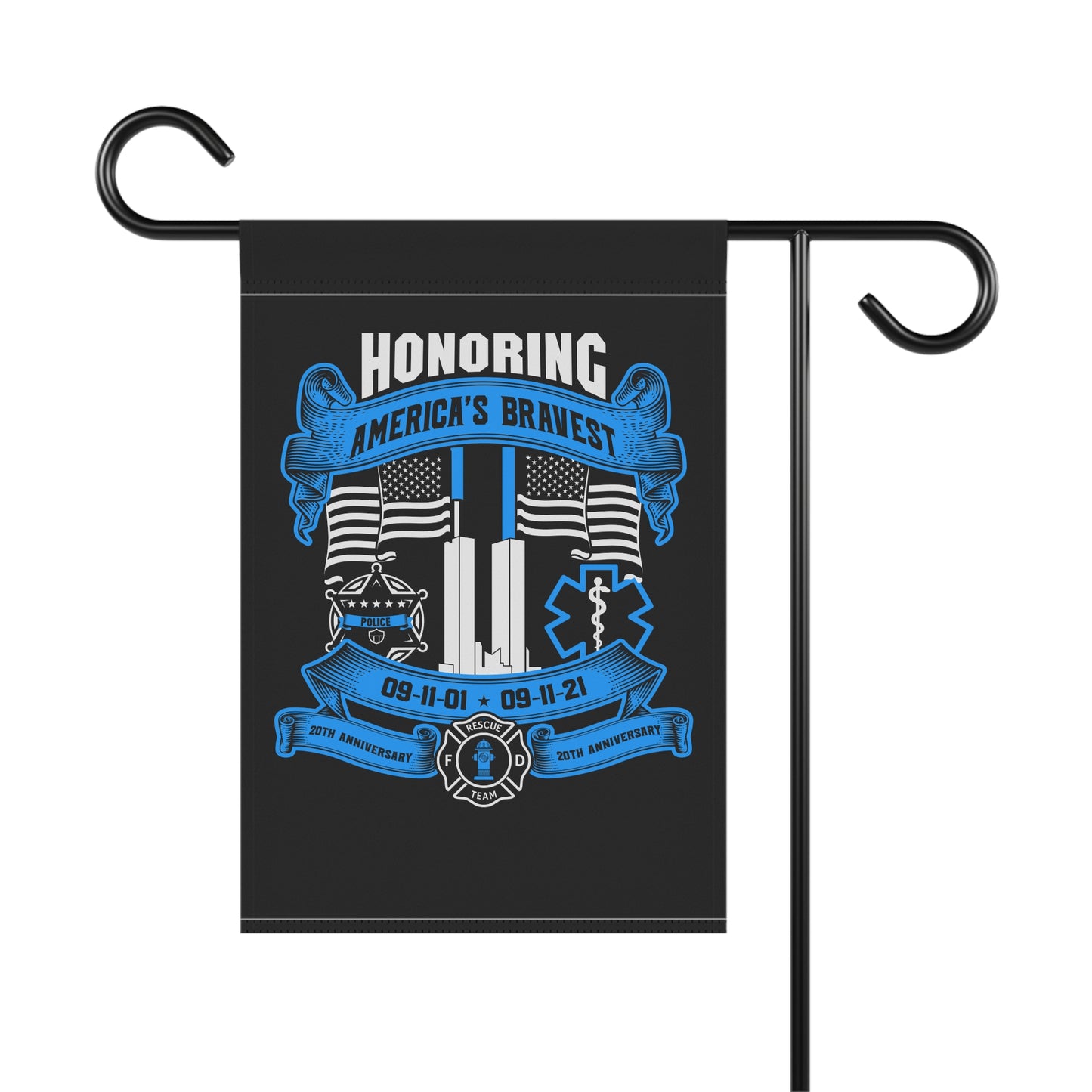 Patriotic Garden Flag - Honoring America's Bravest 20th Anniversary Banner