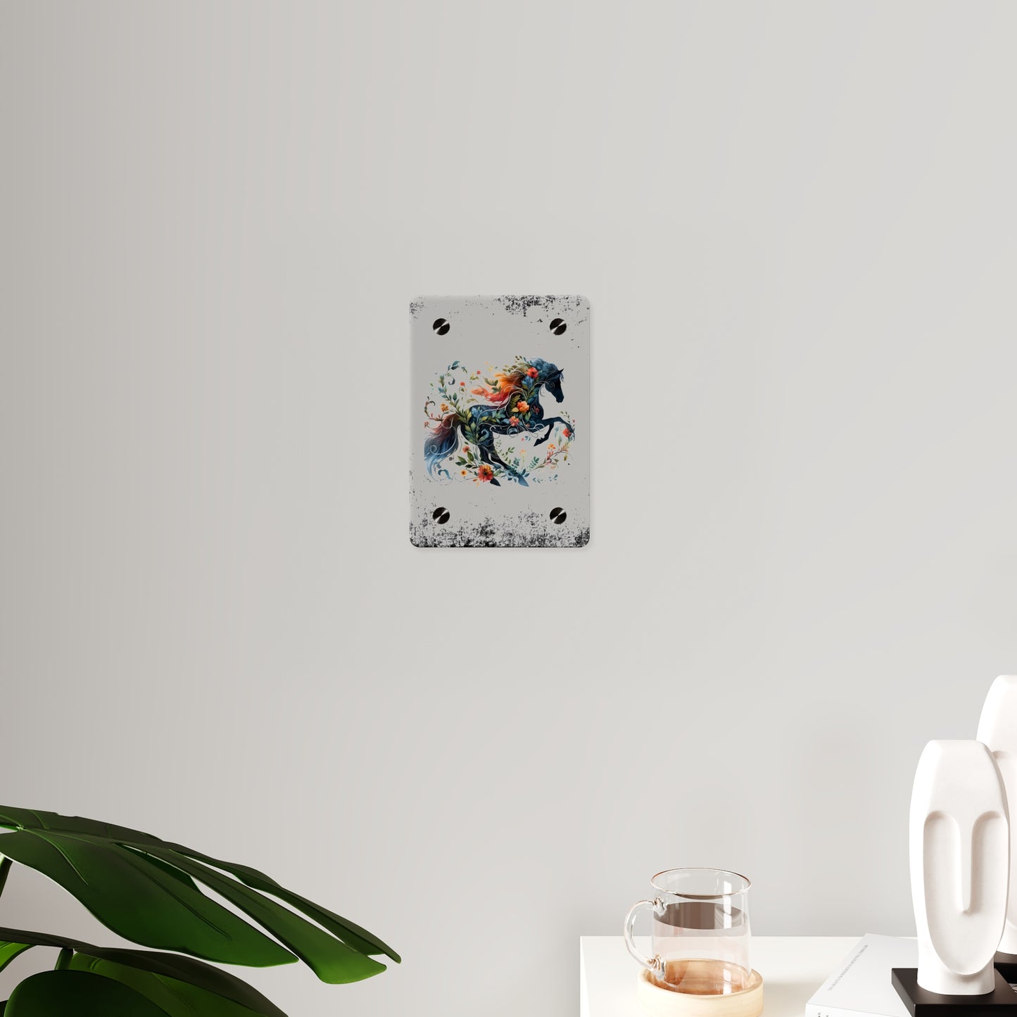 Vibrant Floral Horse Acrylic Wall Art Panel - Home Decor