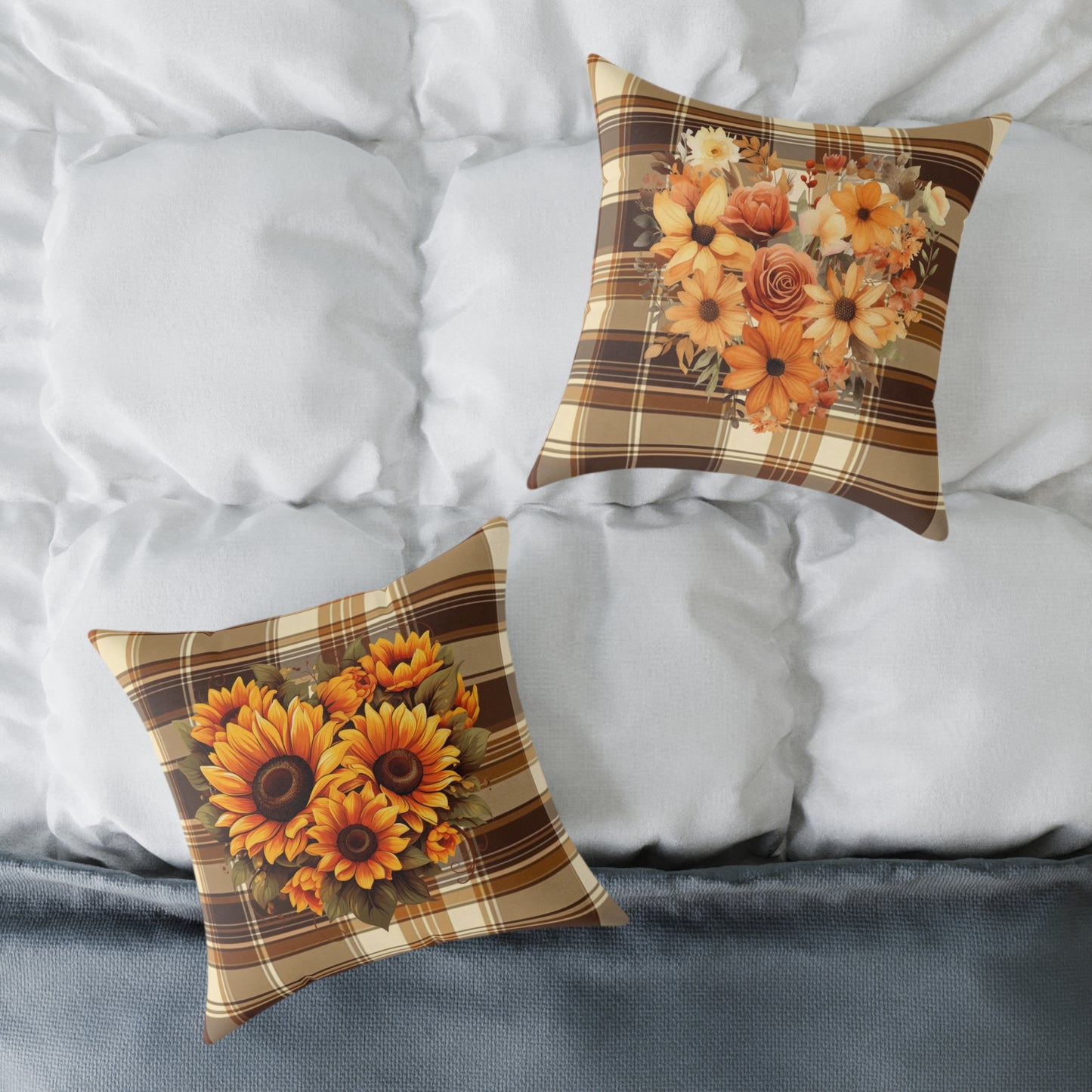 Fall Decor Square Poly Canvas Pillow, Beautiful Two-Sided Fall Decor Pillow for Home or Office, Stylish Fall Accent for Any Room