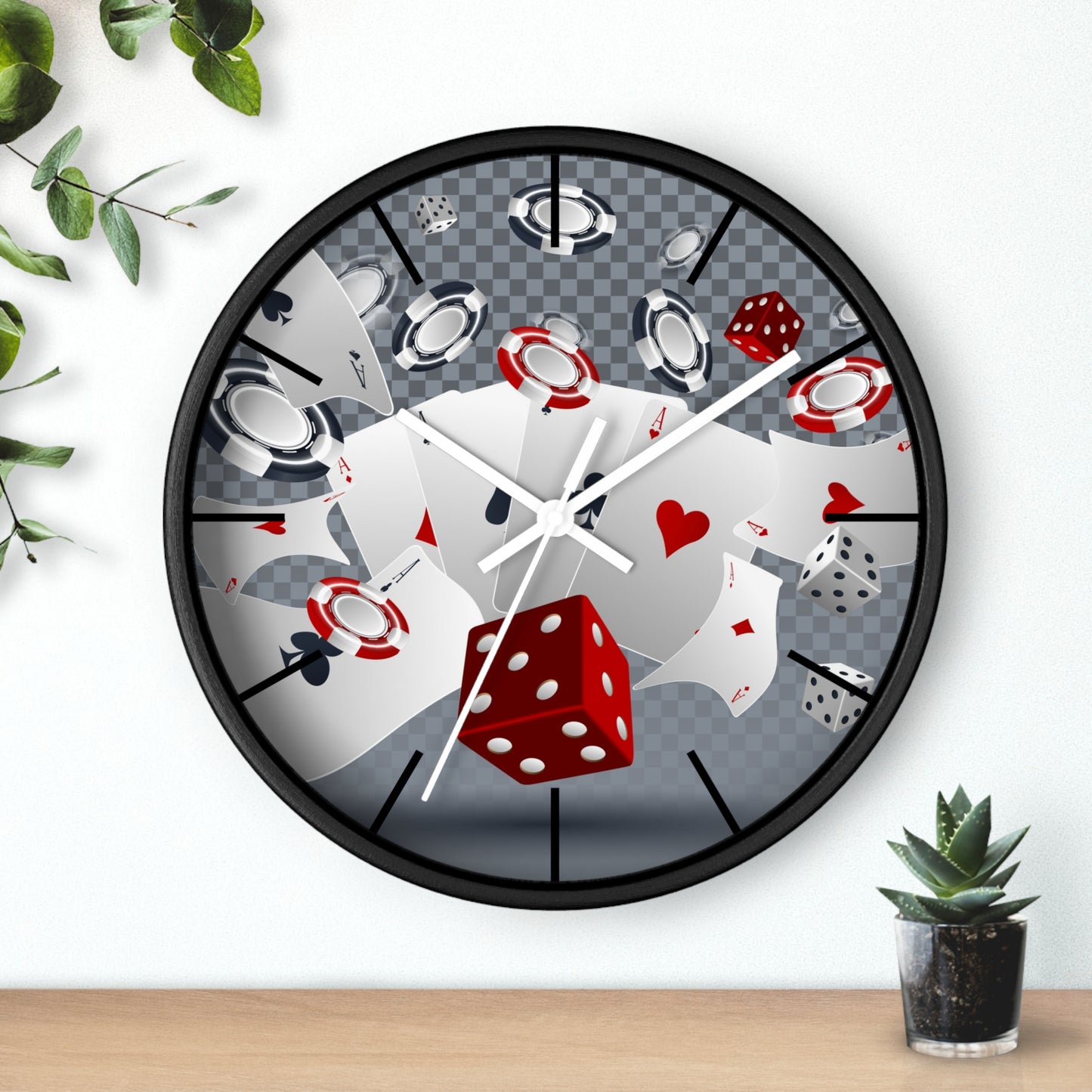 Poker Wall Clock - Game Room Man Cave Decor Gift