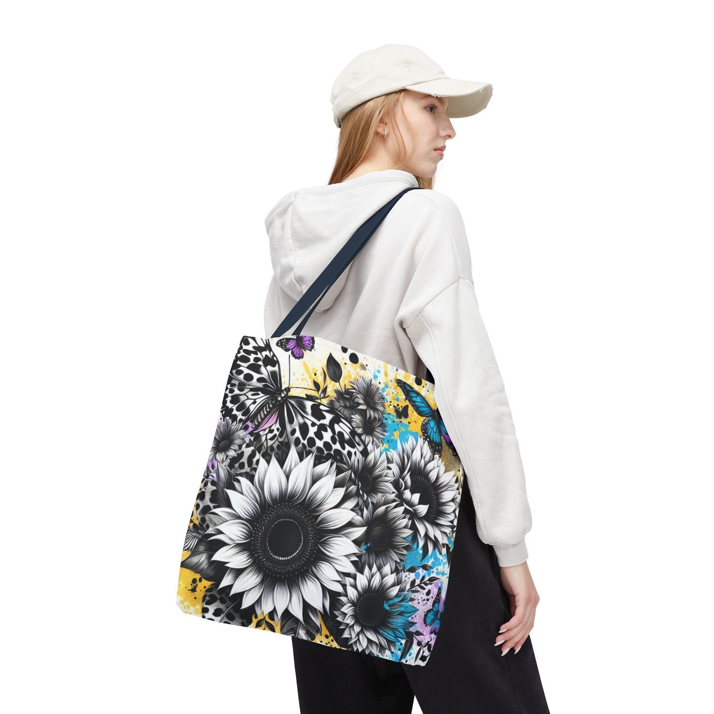 Sunflower & Butterflies Tote Bag — Color Splash Floral All-Over Print