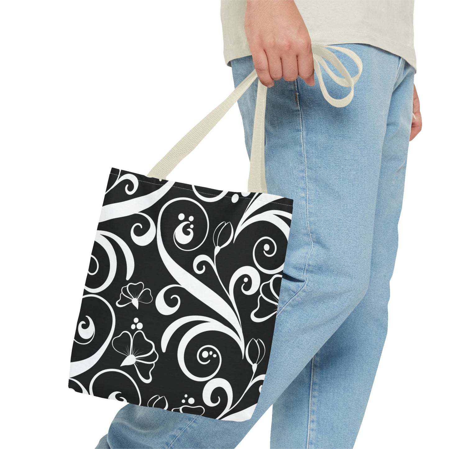 Fashionable Black and White Pattern Tote Bag (AOP), Stylish, Great Gift Idea for Birthdays, Holidays, Any Occasion for Anyone