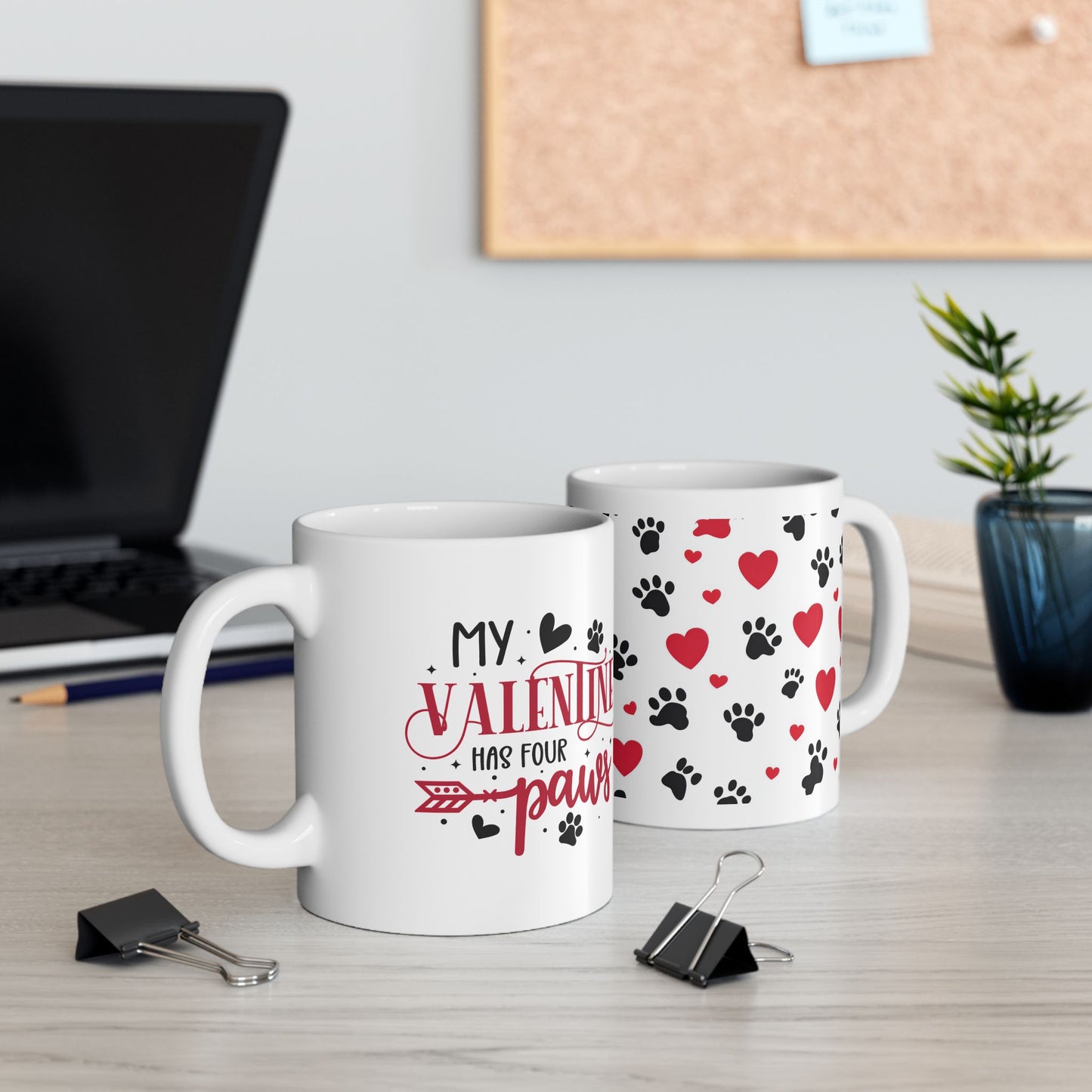 Valentine Paw Print Ceramic Mug – I Love My Furry Valentine (11oz & 15oz)