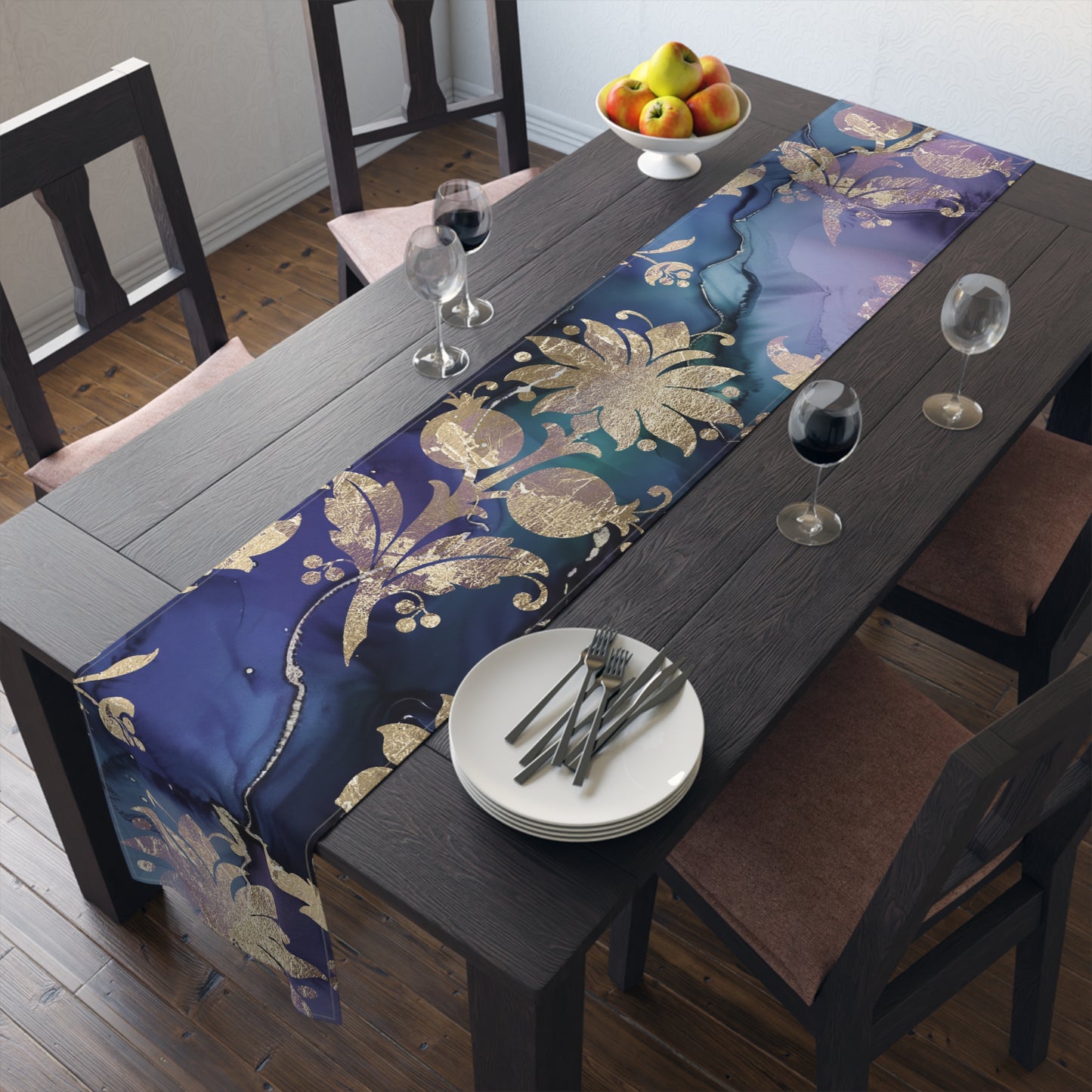 Elegant Floral Table Runner, Boho Home Decor, Floral Linen Table Cloth, Wedding Decoration, Party Table Runner