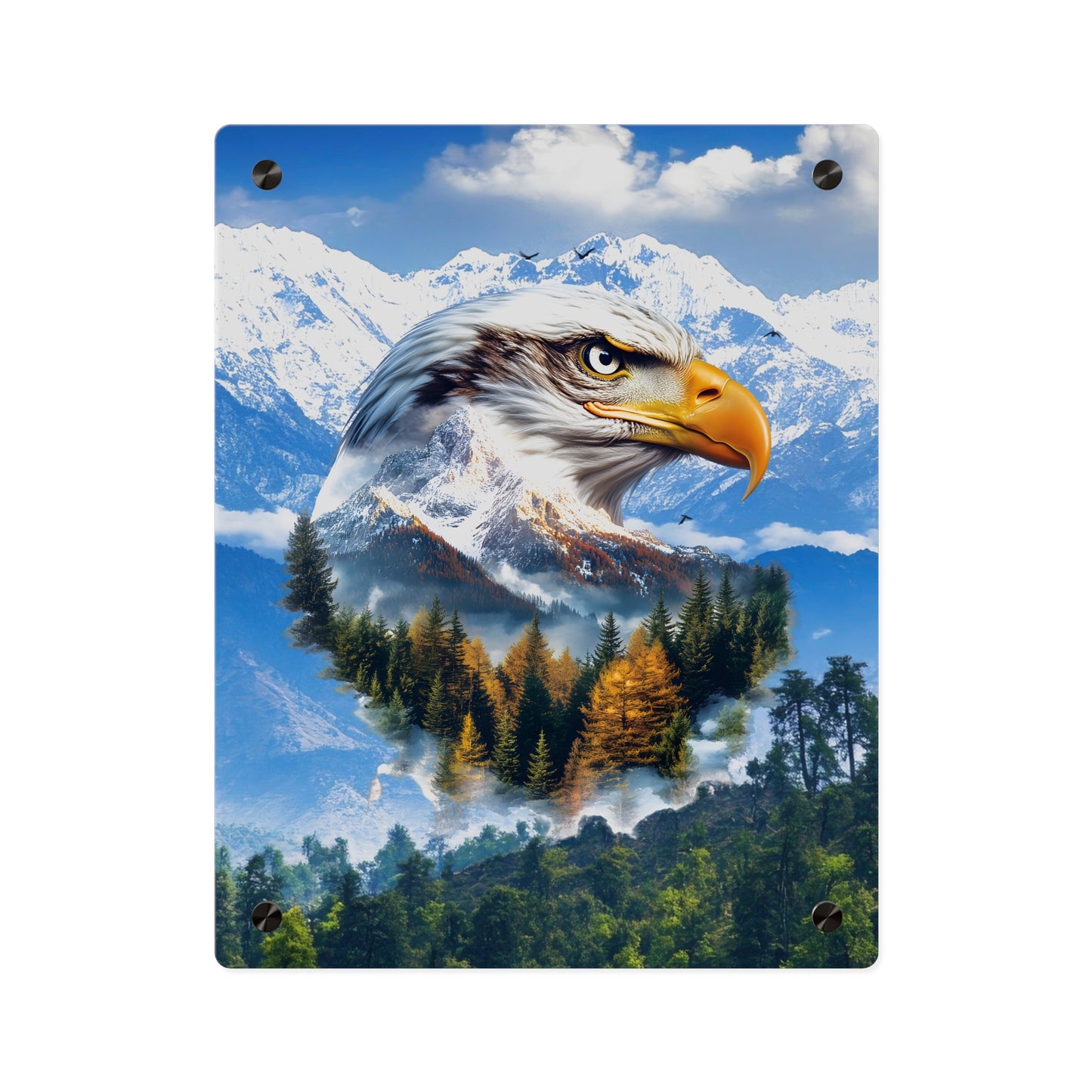 Eagle Mountain Acrylic Wall Art Panel — Patriotic Wilderness Landscape Decor