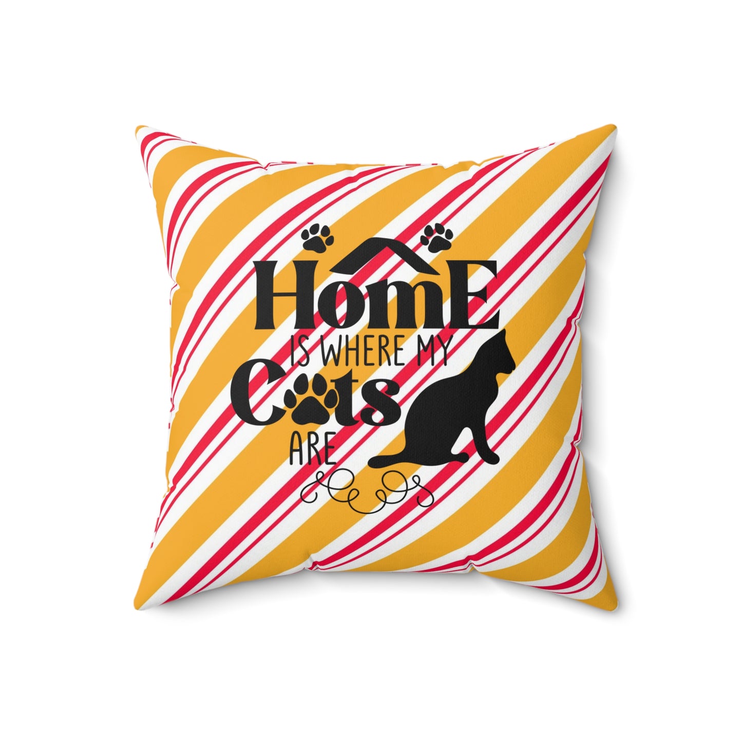 Festive Holiday Pillow Decor for Anyone, Cat Lover's Holiday Room Accent, Decorative Holiday Spun Polyester Square Pillow