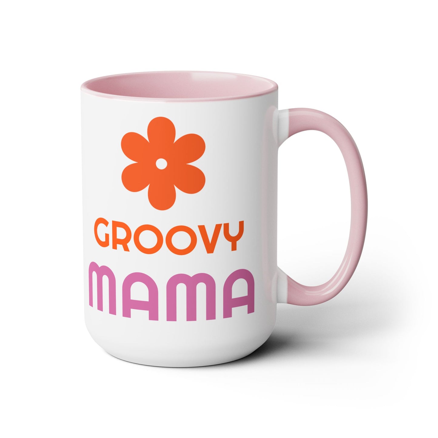 Hippie Theme Two-Tone Coffee Mugs, 15oz, Coffee, Tea, Hot Chocolate Lovers, Groovy Birthday or Any Occasion Gift Idea for Her, for Moms