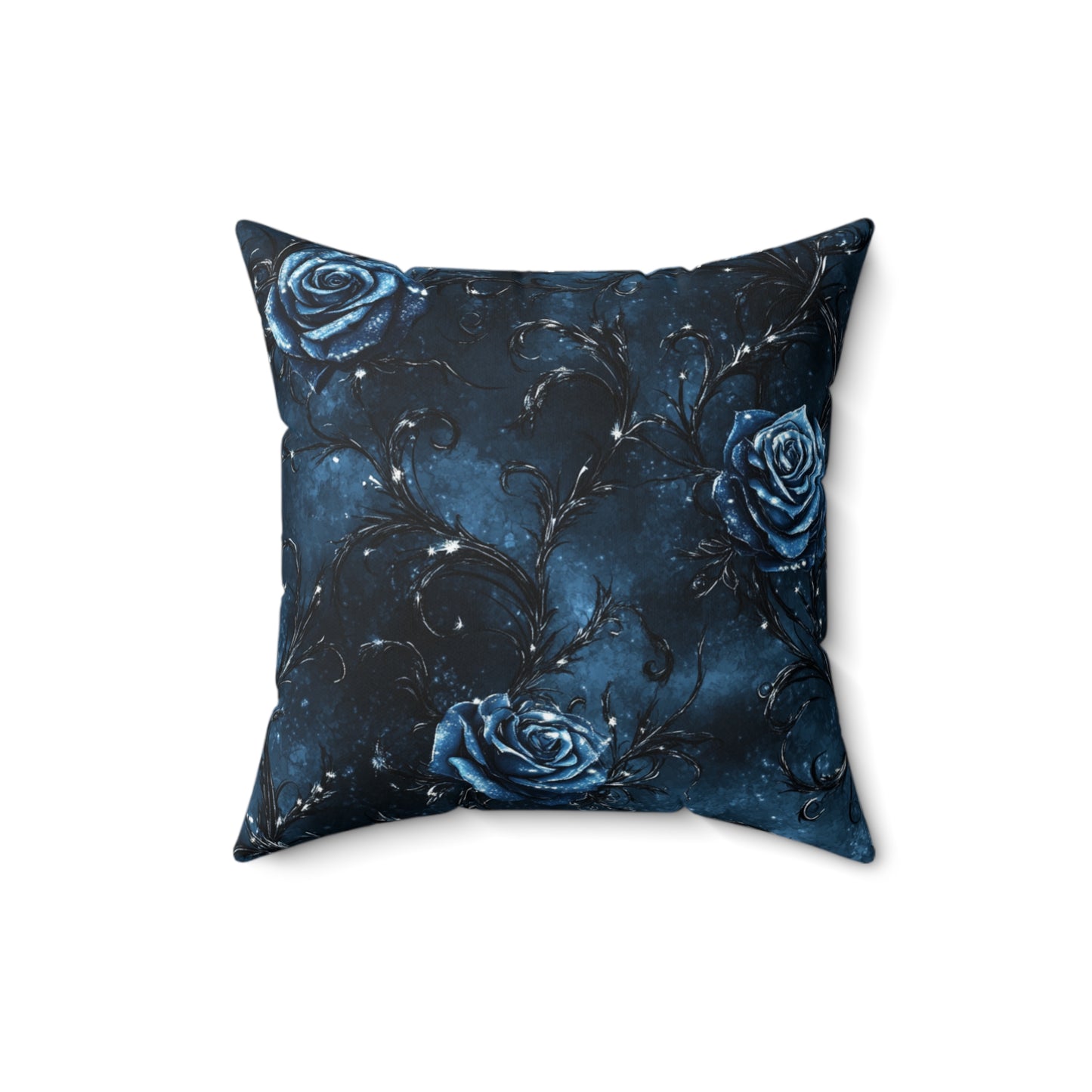 Elegant Gothic Blue Rose Square Pillow, Decorative Cushion, Home Decor, Gift for Her, Accent Pillow for Bedrooms, Cozy Living Room Decor