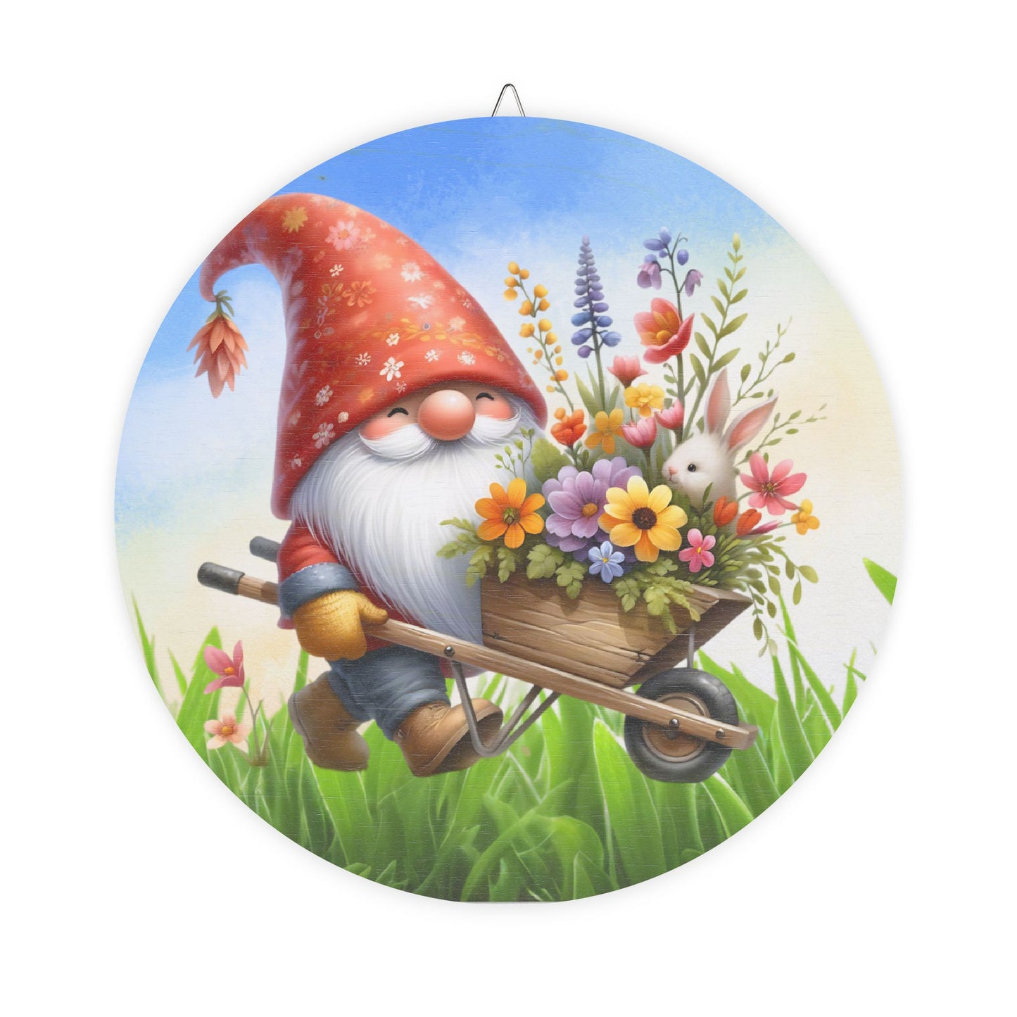 Rustic Charm Wood Signs - Garden Gnome with Wheelbarrow Decor
