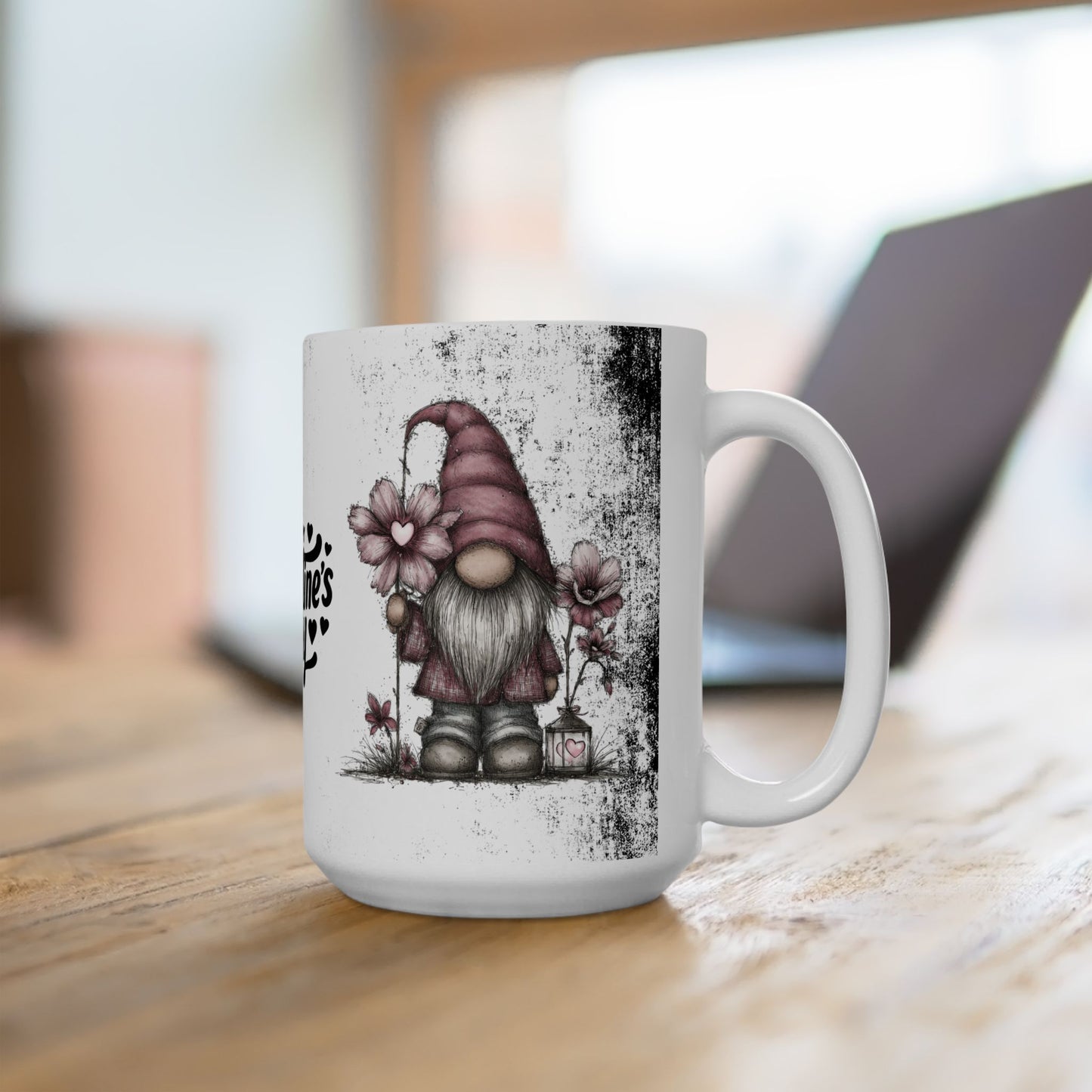 Ceramic Gnome Floral Mug "Happy Valentine's Day" — Happy Valentine’s Day 11oz/15oz