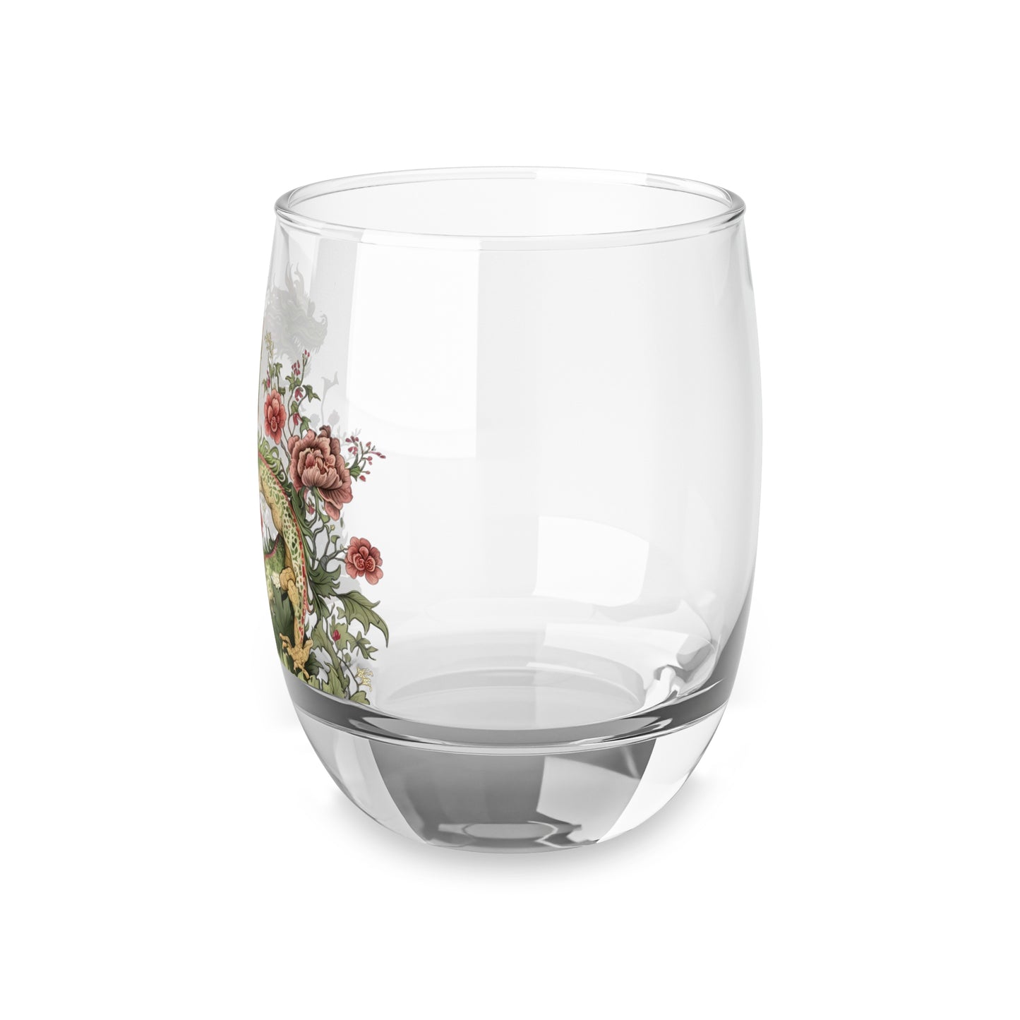 Dragon Floral Whiskey Glass 6oz — Japanese-Style Green Dragon Decorative Rocks Glass
