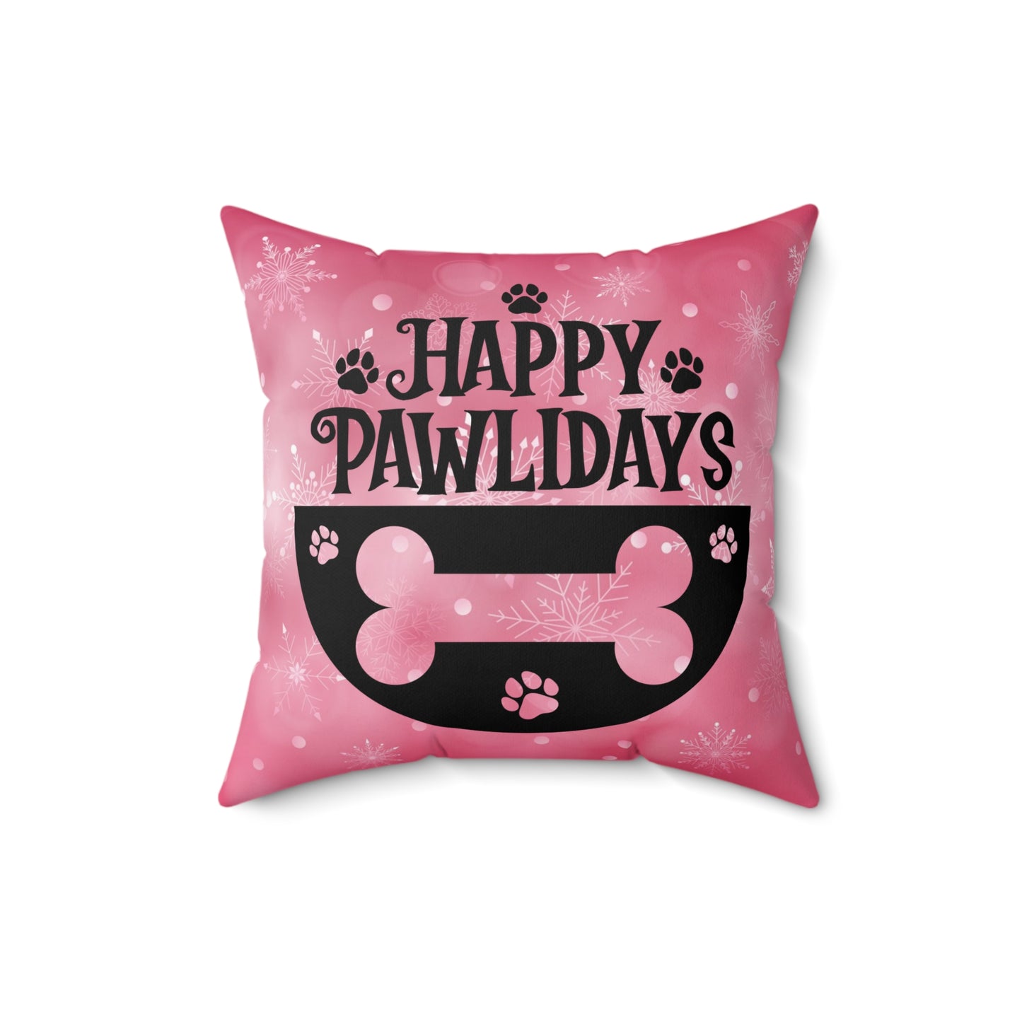 Pet Dog Holiday Theme Spun Polyester Square Pillow, Animal Lovers, Pet Dog Lover's Holiday Decor, Pet Holiday Quote, Decor for Home or Office