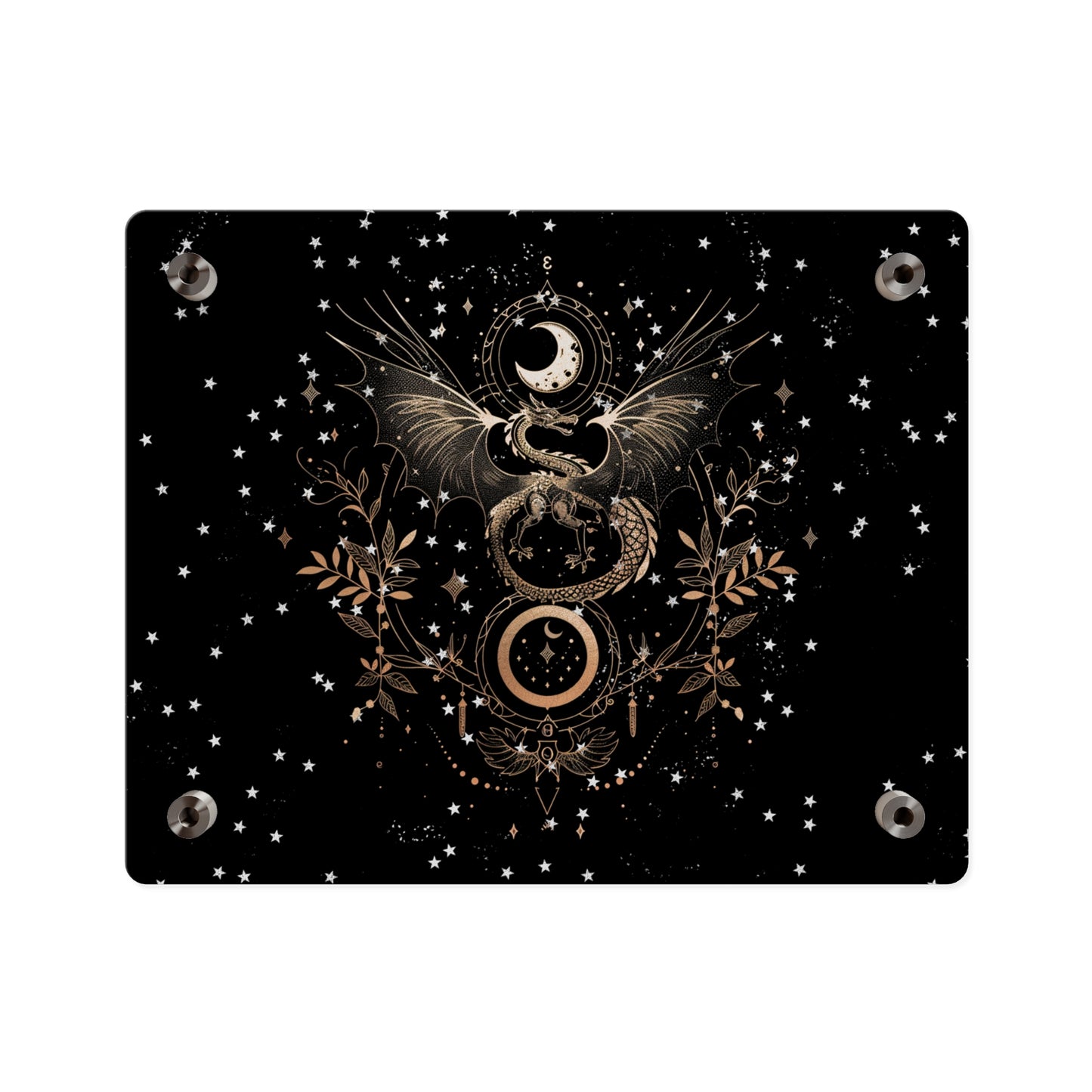 Celestial Acrylic Wall Art Panel - Mystical Dragon with Moon and Stars Decor
