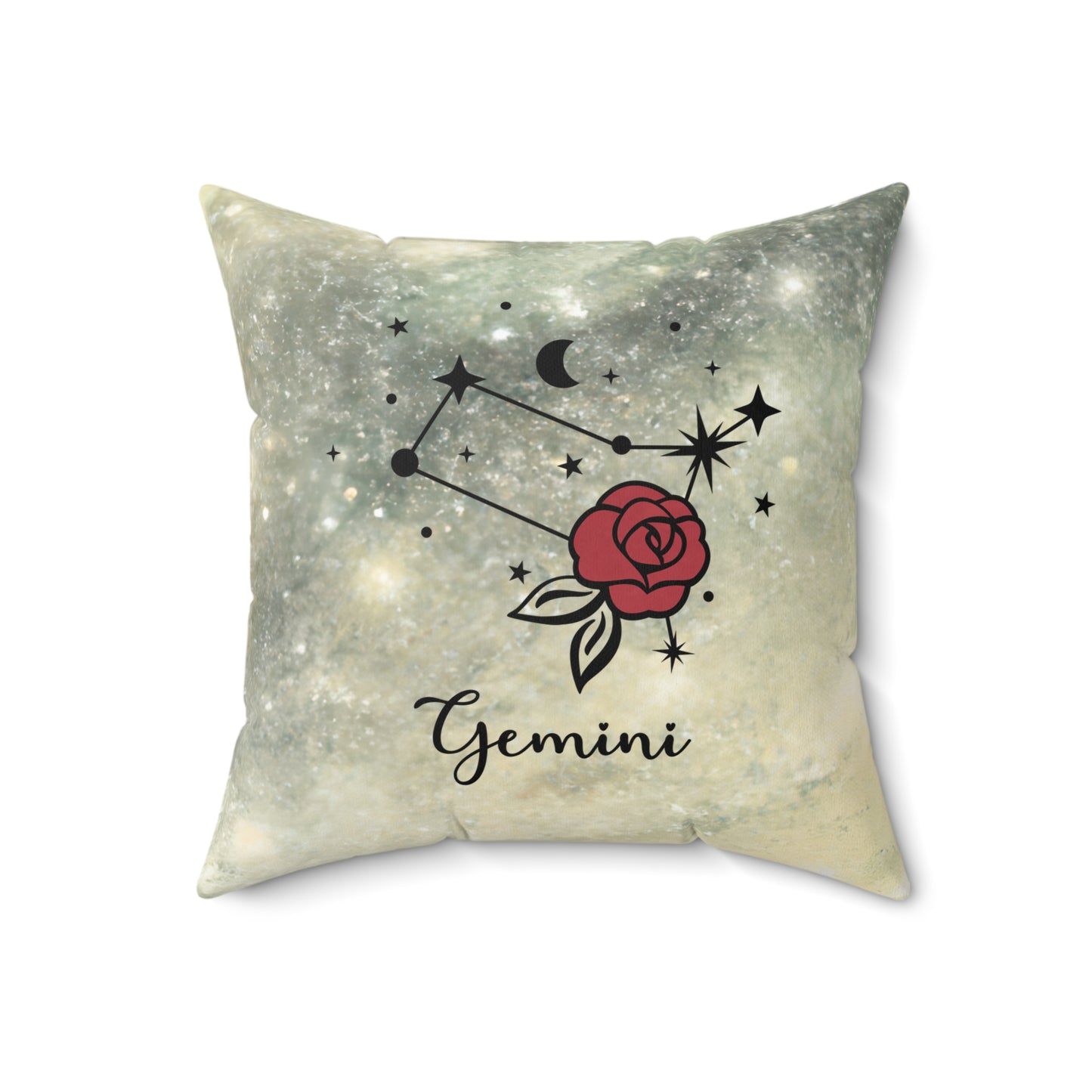 Gemini Zodiac Rose Pillow, Astrology Home Decor, Gift for Astrology Lovers, Star Sign Cushion, Cosy Decorative Pillow