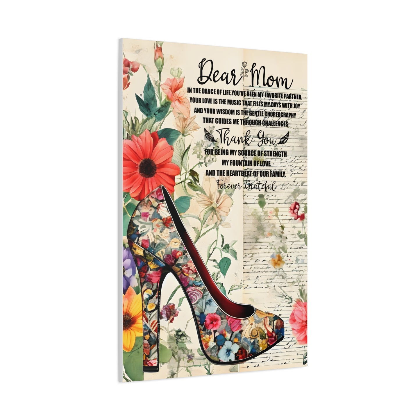 Inspirational Floral Canvas Wall Art for Mom - Perfect Gift for Mother's Day