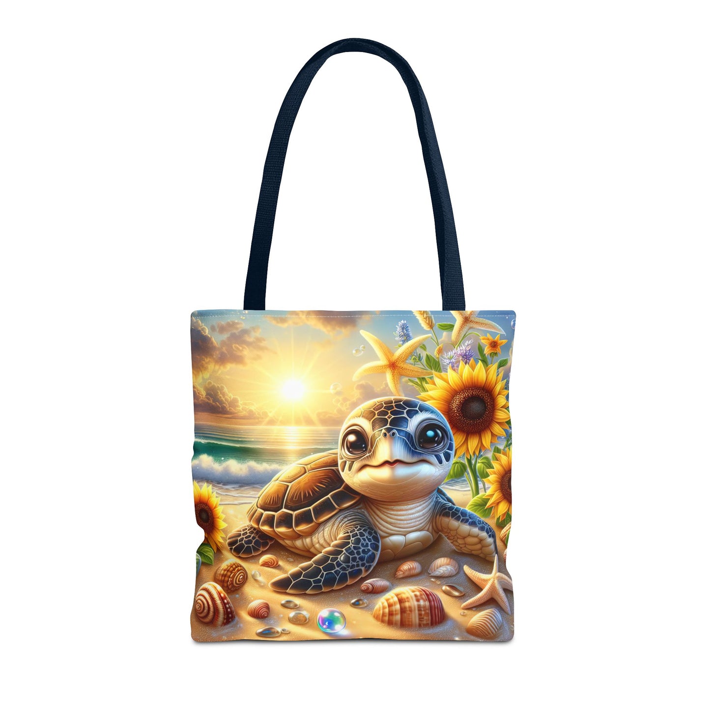 Beachy Turtle Tote Bag | Sea Life AOP Bag | Summer Accessories | Eco-Friendly Vacation Tote | Gift for Ocean Lovers