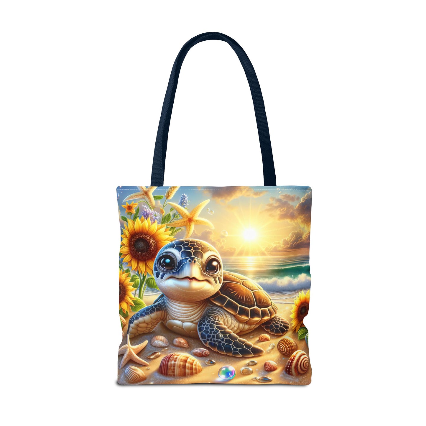 Beachy Turtle Tote Bag | Sea Life AOP Bag | Summer Accessories | Eco-Friendly Vacation Tote | Gift for Ocean Lovers