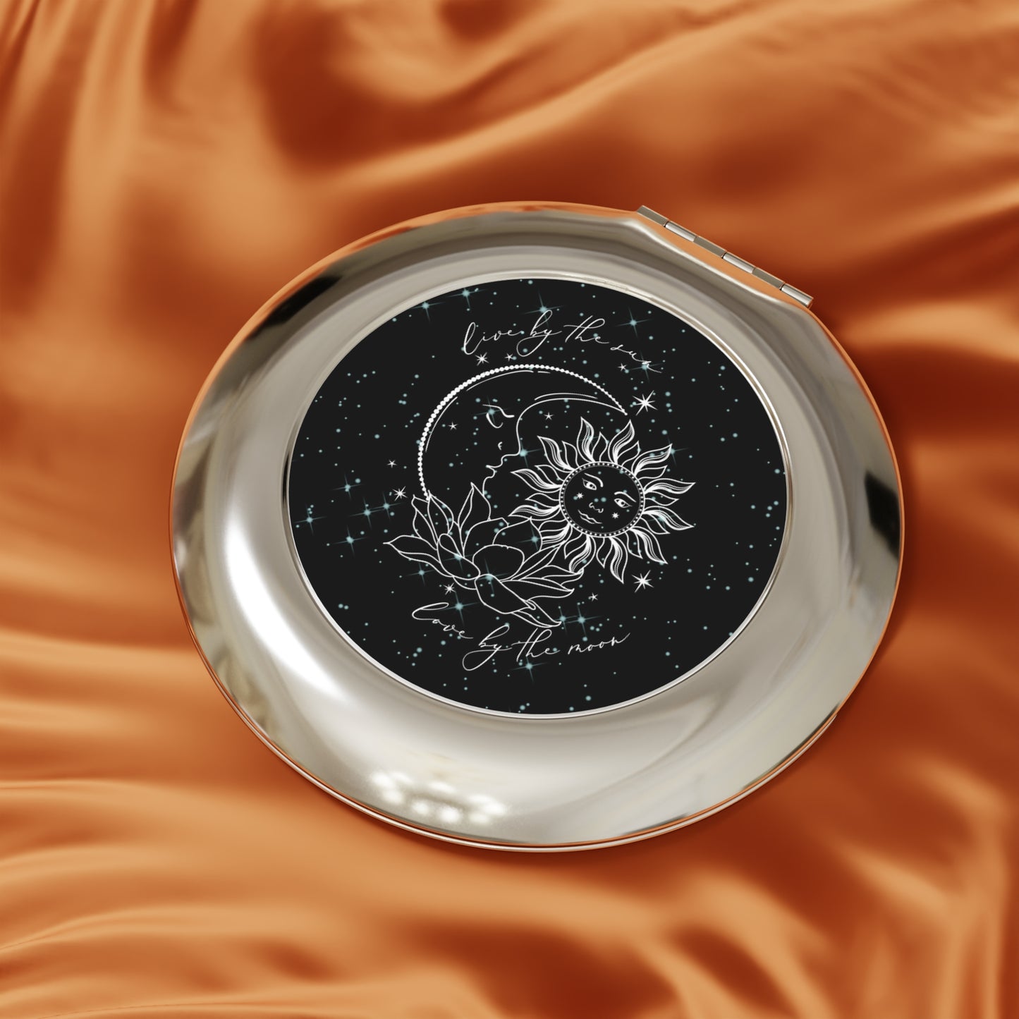 Celestial Compact Travel Mirror - Inspiring Self-Care Accessory