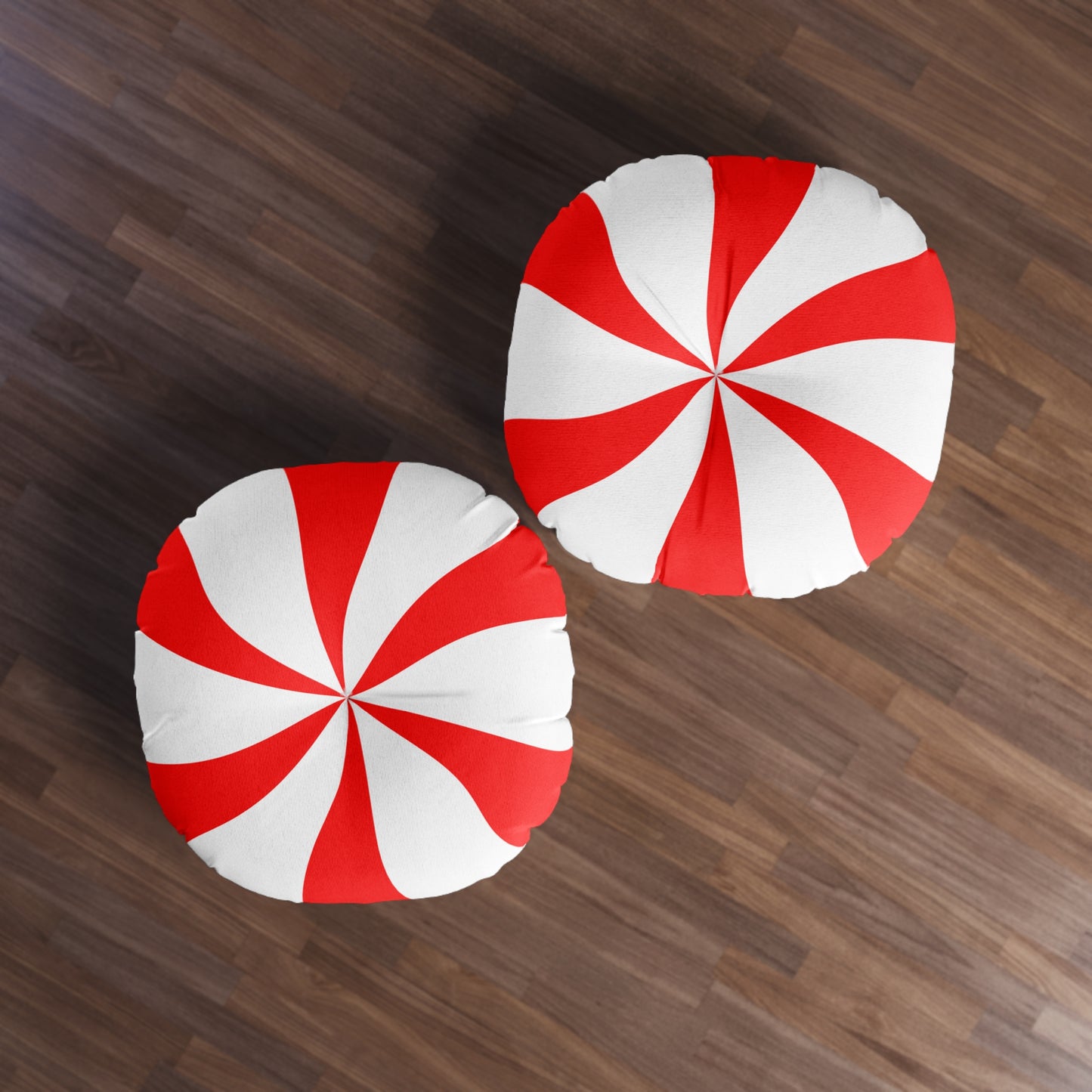 Round Tufted Floor Pillow - Candy Cane Design Holiday Christmas Home Decor