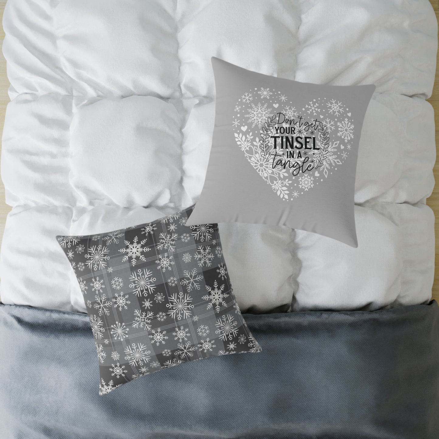 Holiday Funny Square Poly Canvas Pillow, Beautiful two-sided Holiday Decor. Holiday Humor for Home or Office, Accent for Any Room