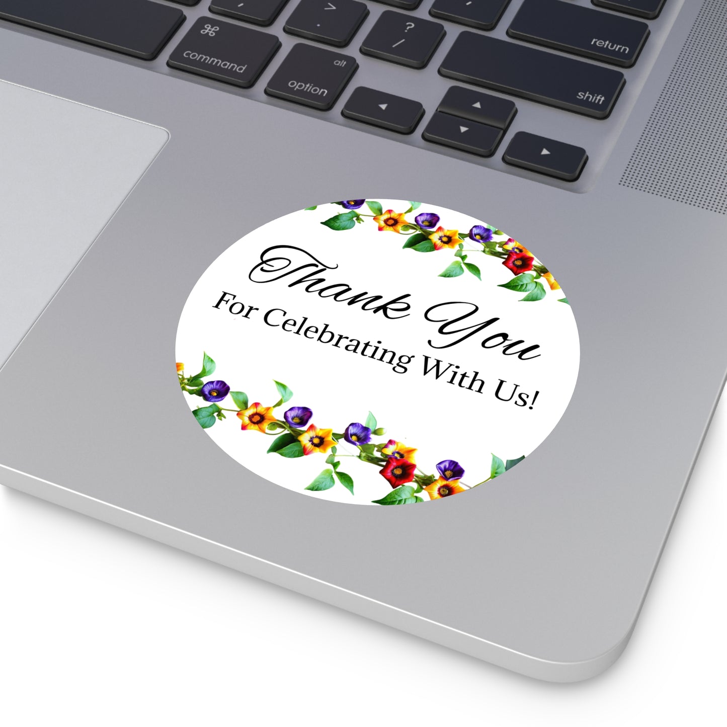 Floral Wedding Thank You Custom Stickers, Cute Round Labels for Gifts, Party Favors, Scrapbook, Invitations, Celebrations