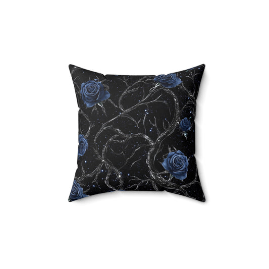 Elegant Floral Throw Pillow, Black Rose Cushion, Dark Aesthetic Home Decor, Gothic Pillow Cover, Cozy Gift for Her