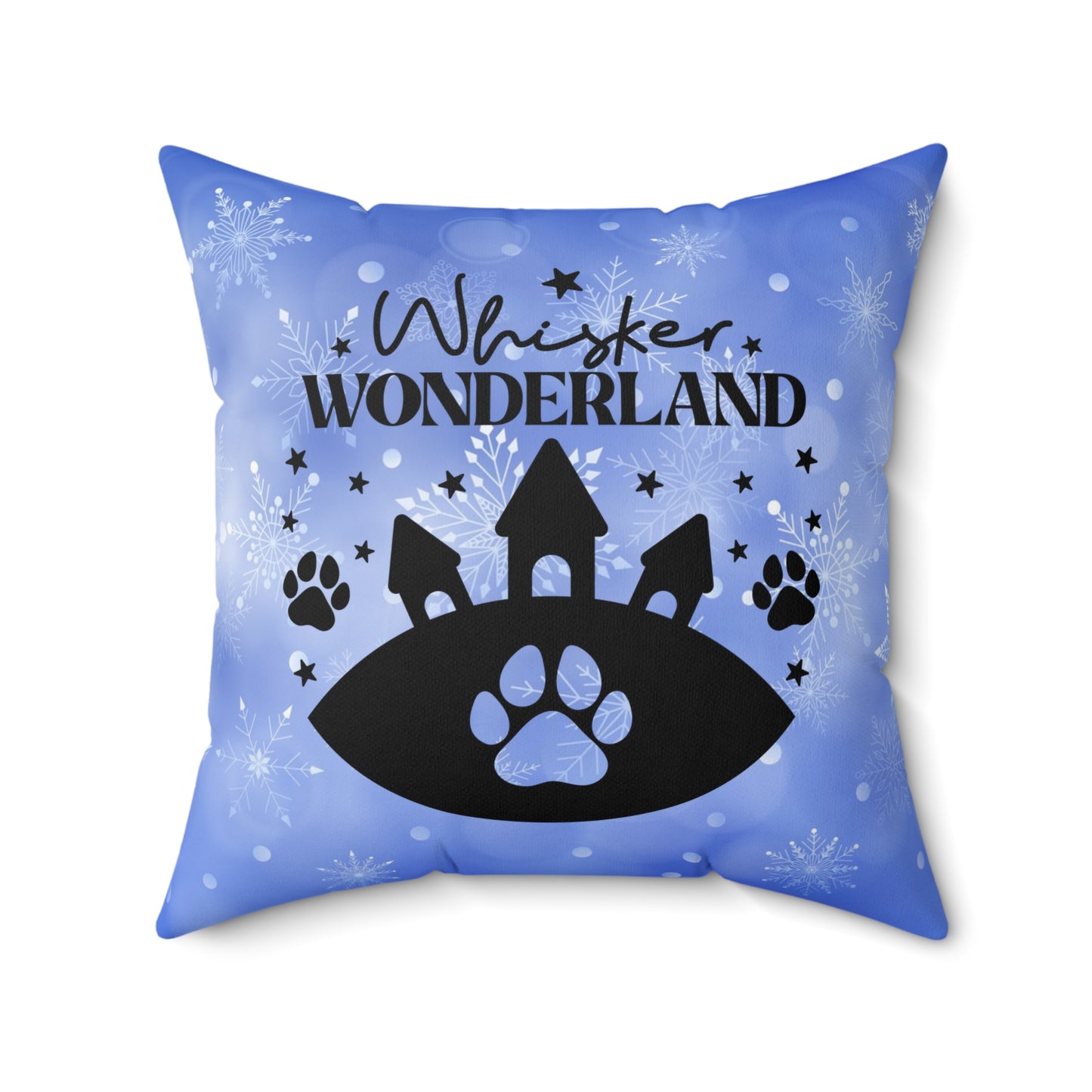 Pet Lover's Holiday Theme Spun Polyester Square Pillow, Cute Animal Holiday Quote, Beautiful Decor Pet Lover's Holiday Decor for Home or Office