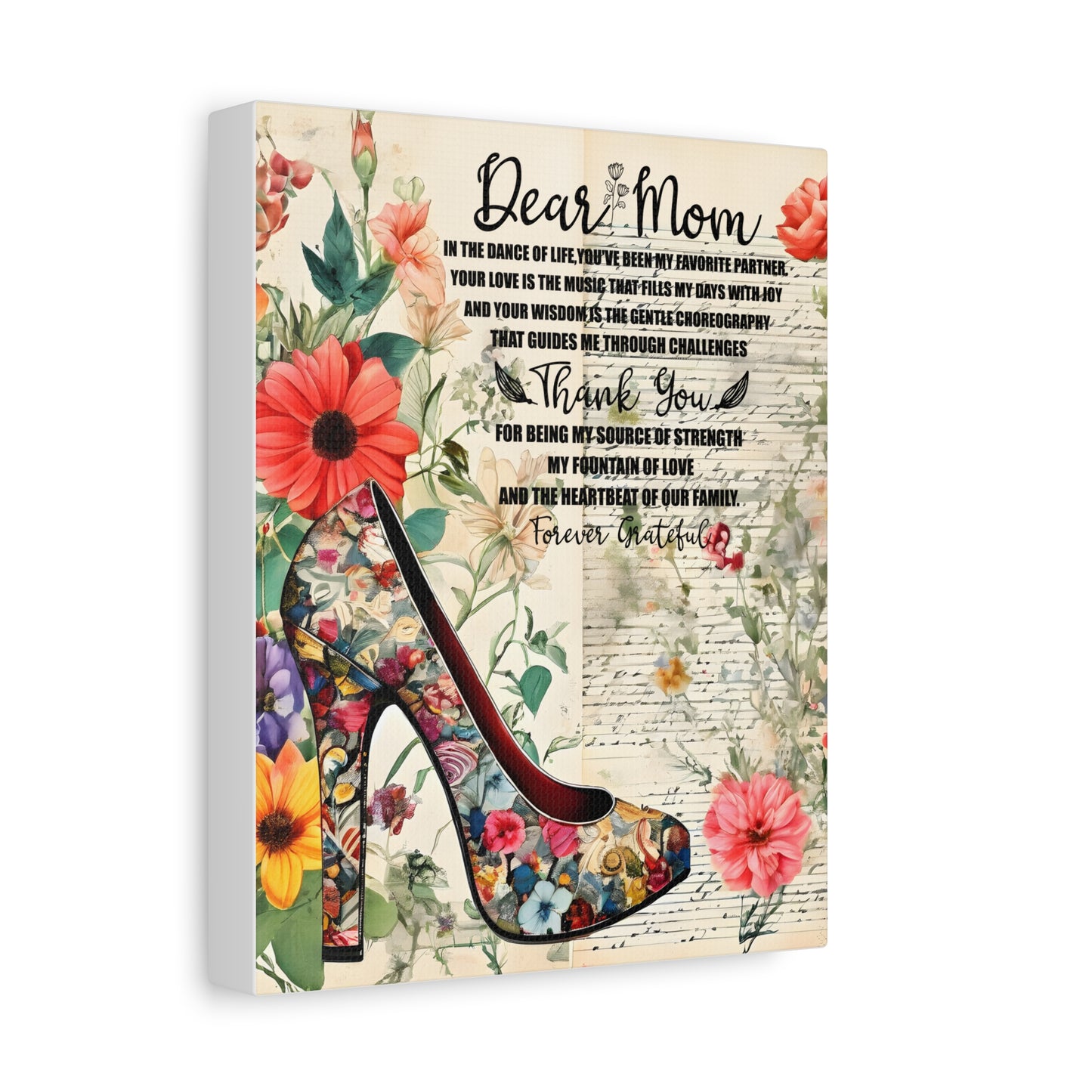 Inspirational Floral Canvas Wall Art for Mom - Perfect Gift for Mother's Day
