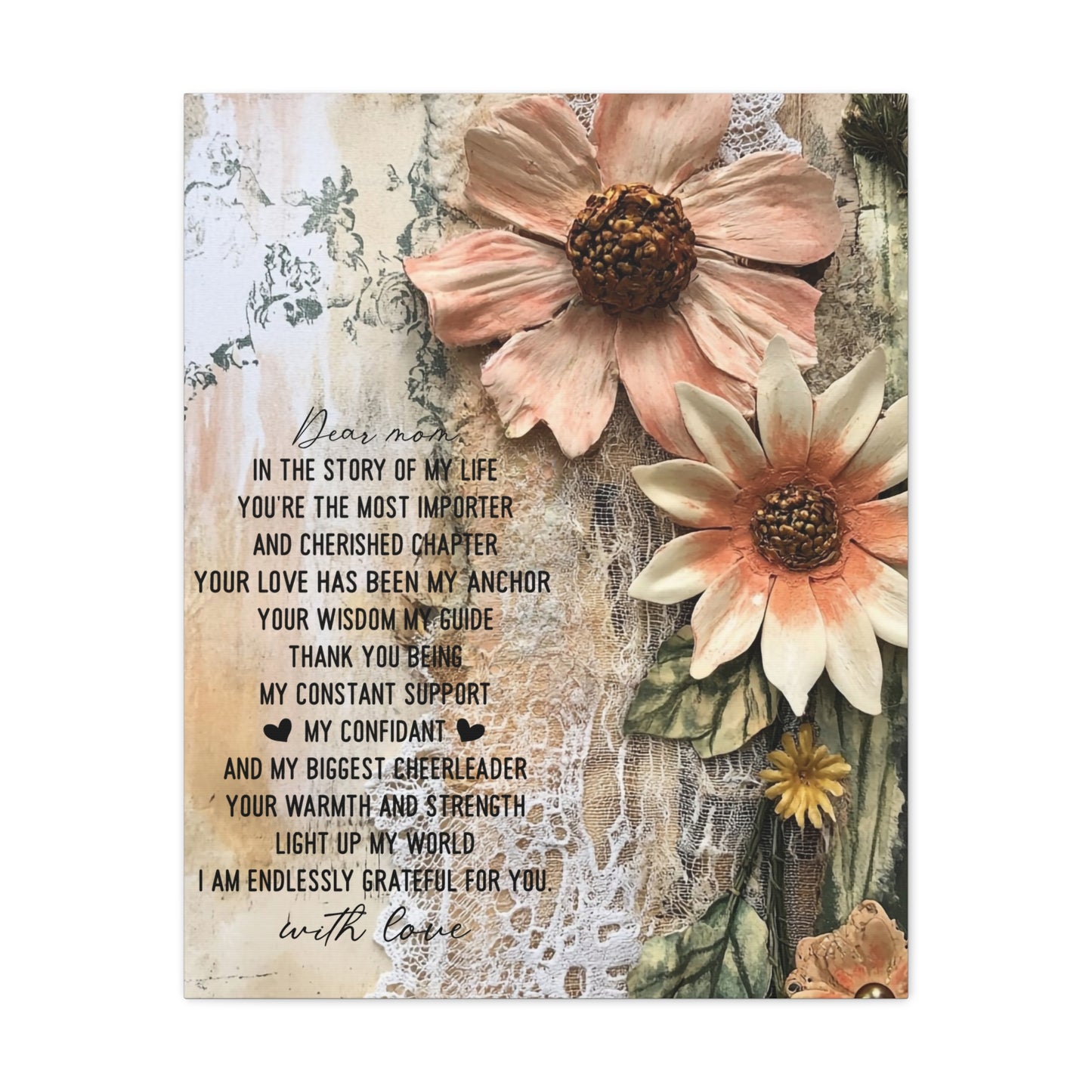 Floral Canvas Wall Art - Heartfelt Mom Appreciation Decor