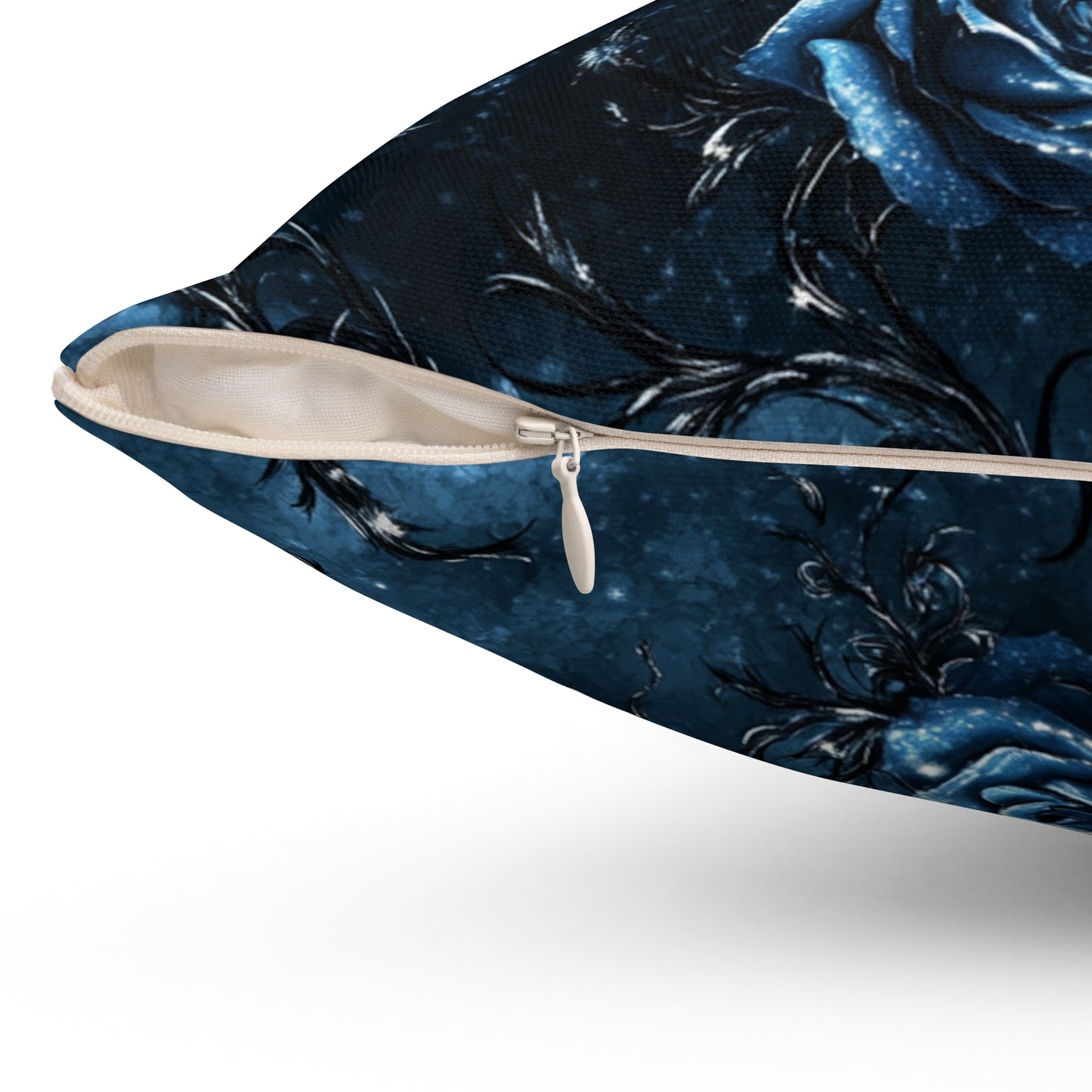 Elegant Gothic Blue Rose Square Pillow, Decorative Cushion, Home Decor, Gift for Her, Accent Pillow for Bedrooms, Cozy Living Room Decor