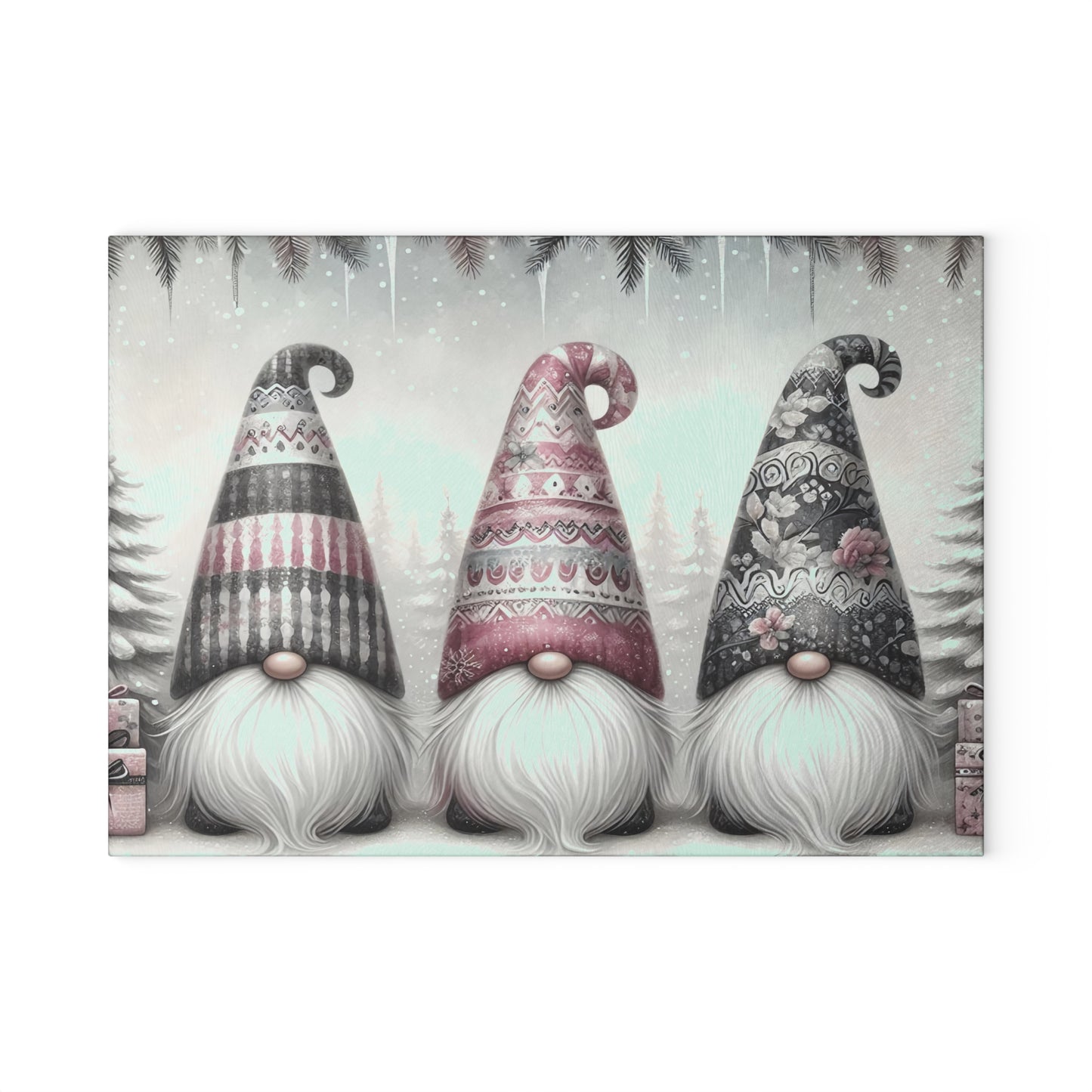 Festive Gnome Glass Cutting Board - Perfect for Holiday Cooking & Entertaining