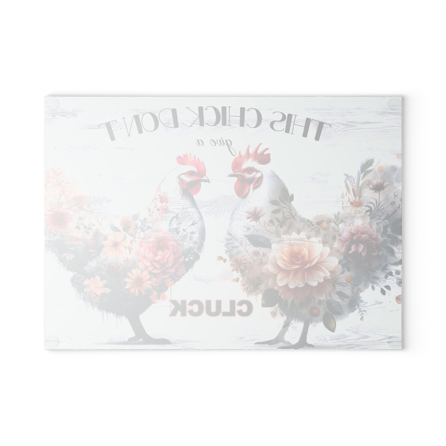 Floral Chicken Glass Cutting Board - Playful Kitchen Decor for Cooking Enthusiasts