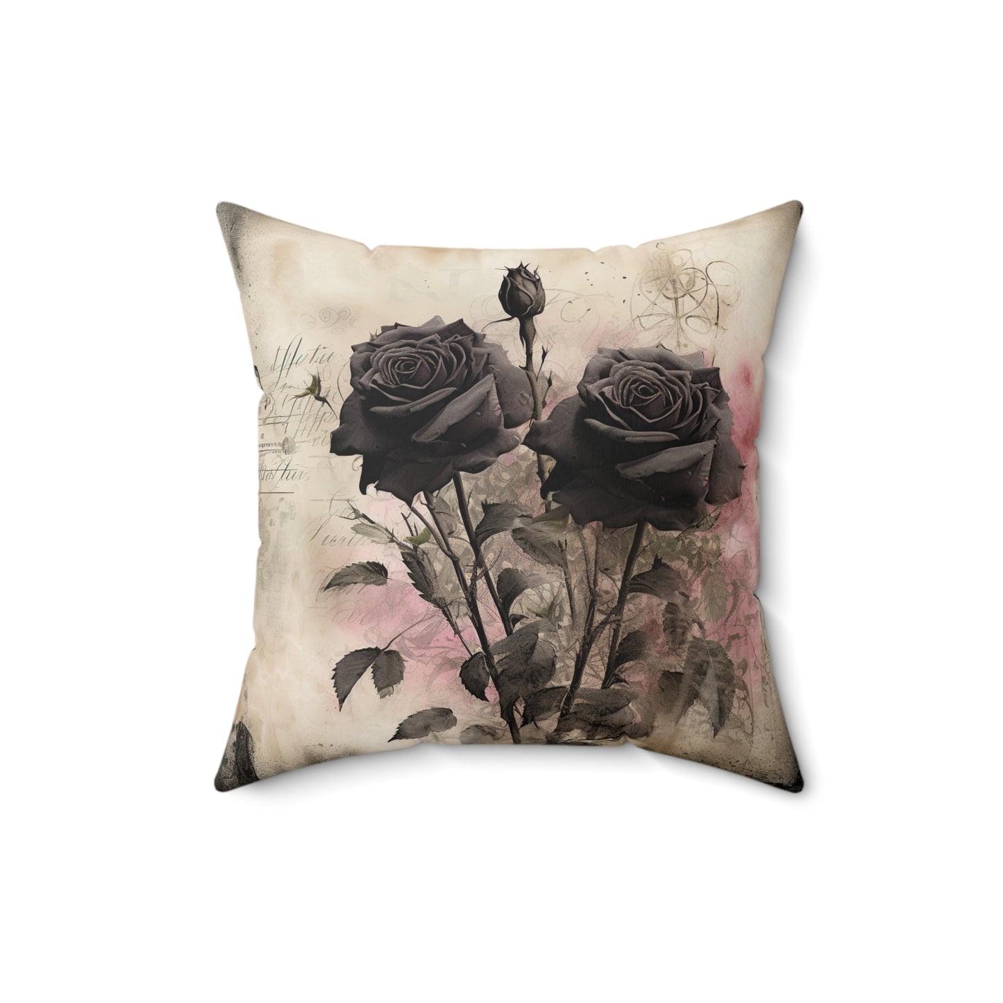 Gothic Theme Black Roses Spun Polyester Square Pillow, Accent For Any Room, Beautiful Room Decor for Any Occasion, Great Gift Idea