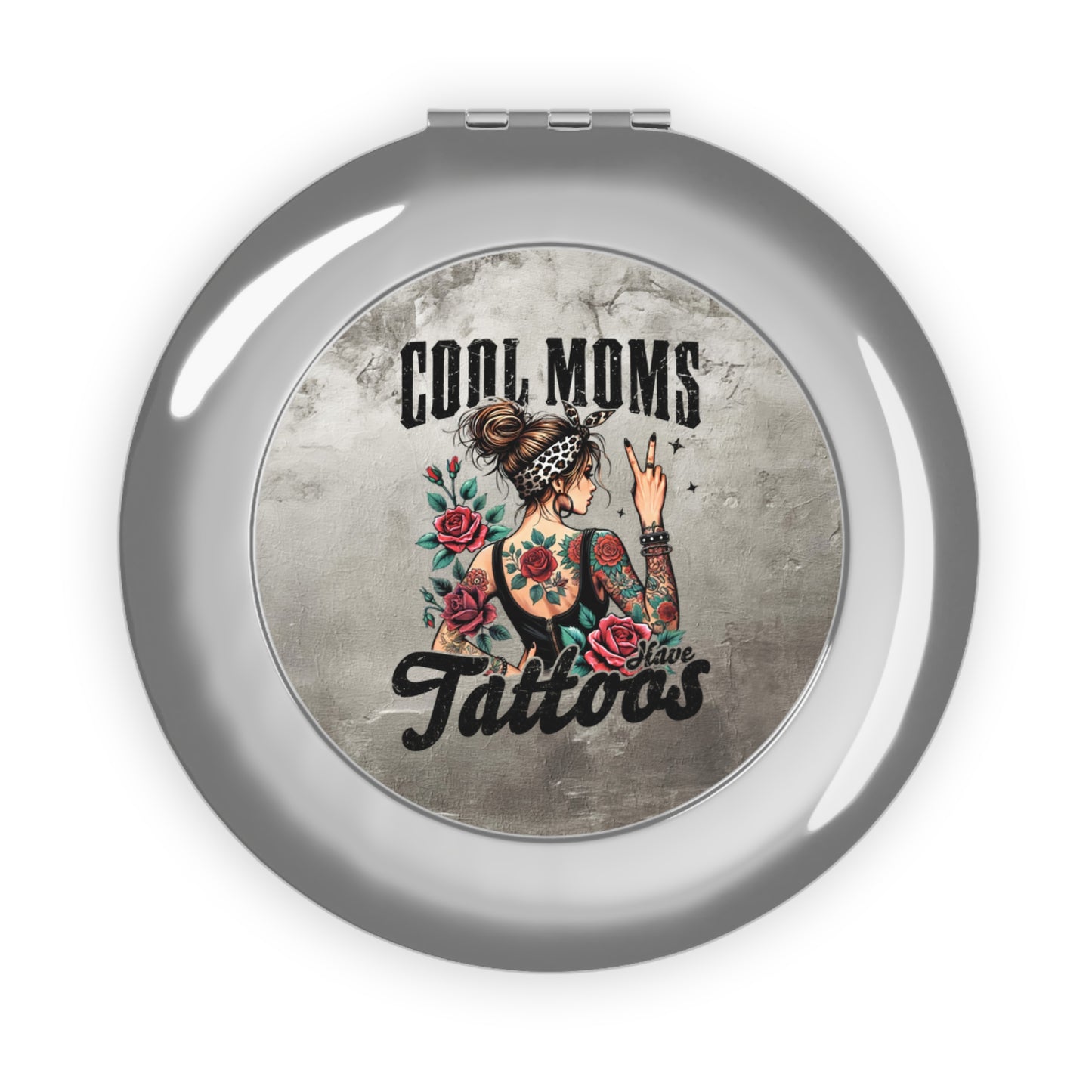 Cool Moms Tattoos Compact Travel Mirror – Perfect for On-the-Go Beauty!