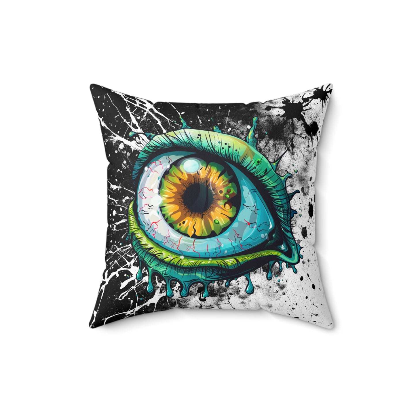 Halloween Theme Spun Polyester Square Pillow, One Eyeball Monster Halloween Decor, Accent for Any Room, Halloween and Monster Lovers