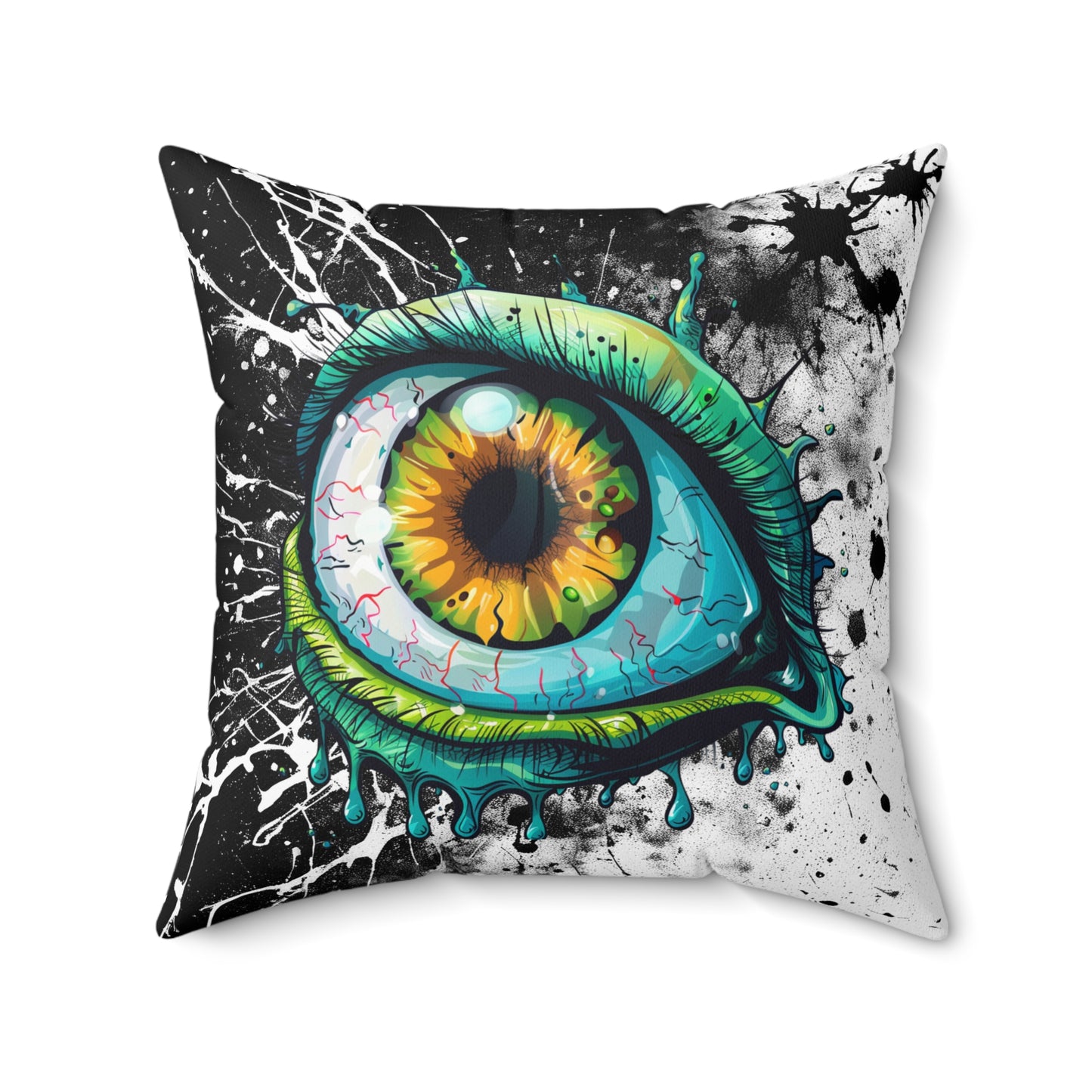 Halloween Theme Spun Polyester Square Pillow, One Eyeball Monster Halloween Decor, Accent for Any Room, Halloween and Monster Lovers