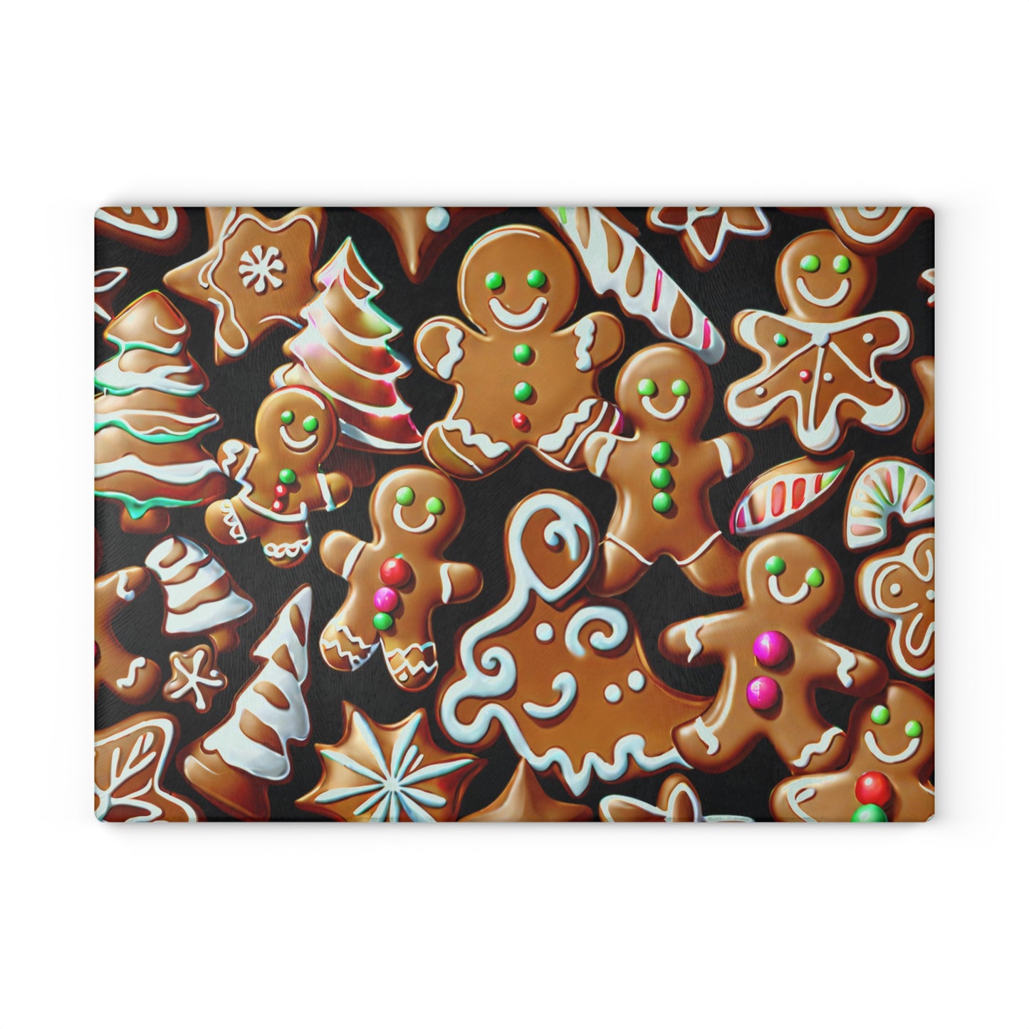 Gingerbread Holiday Glass Cutting Board