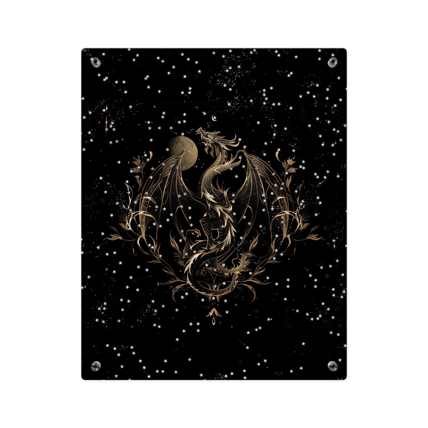 Sleek Dragon Acrylic Wall Art Panel - Celestial Decor for Fantasy Lovers